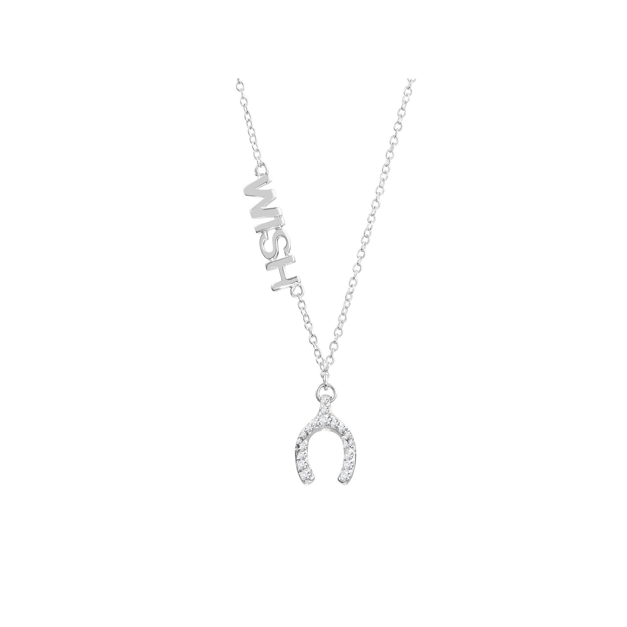 Main and Sterling Sterling Silver Cubic Zirconia Horseshoe "Wish" Necklace, Women's, Size: 16-18" ADJ, Silver Tone Product Image