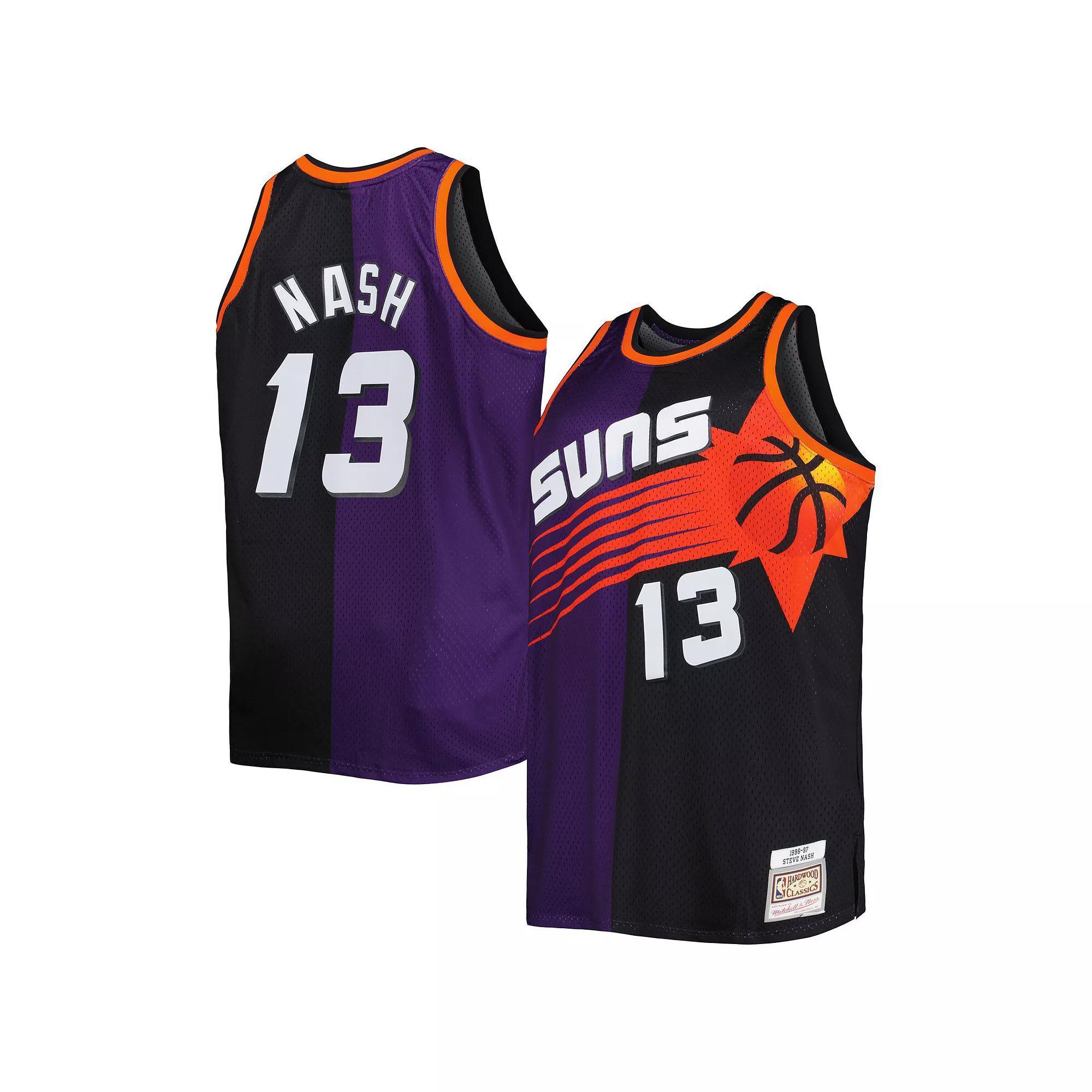 Men's Mitchell & Ness Steve Nash Purple/Black Phoenix Suns Hardwood Classics 1996-97 Split Swingman Jersey, Size: 2XL, Phx Purple Product Image