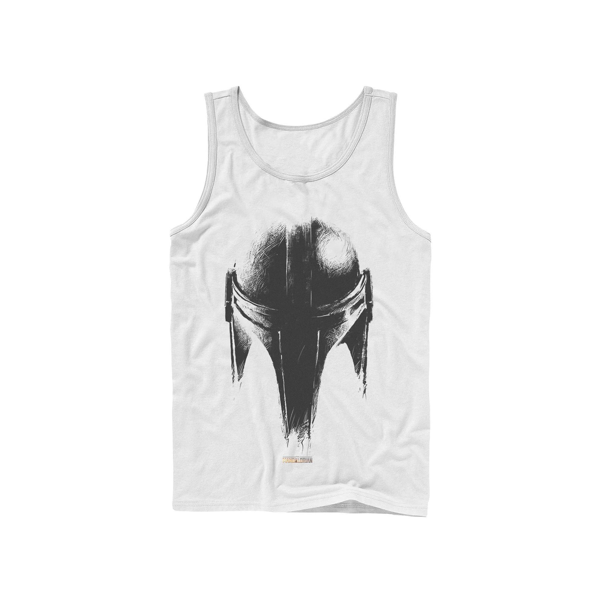 Men's Star Wars The Mandalorian Metallic Helmet Tank Top, Size: Large, White Product Image