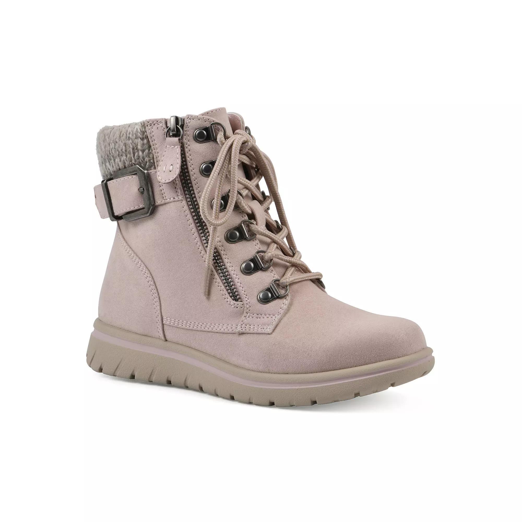 Cliffs by White Mountain Hearty Women's Combat Boots, Size: 8 Wide, Pale Pink Fabric Product Image