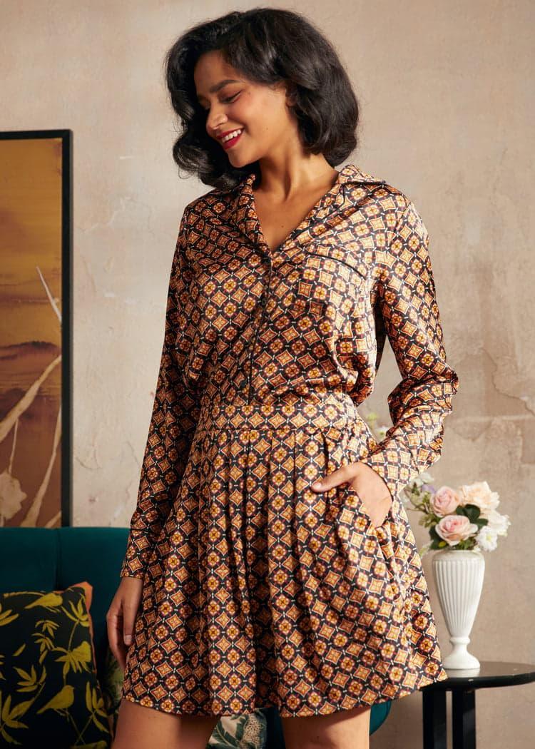 Geo Pleated Mini Skirt Product Image