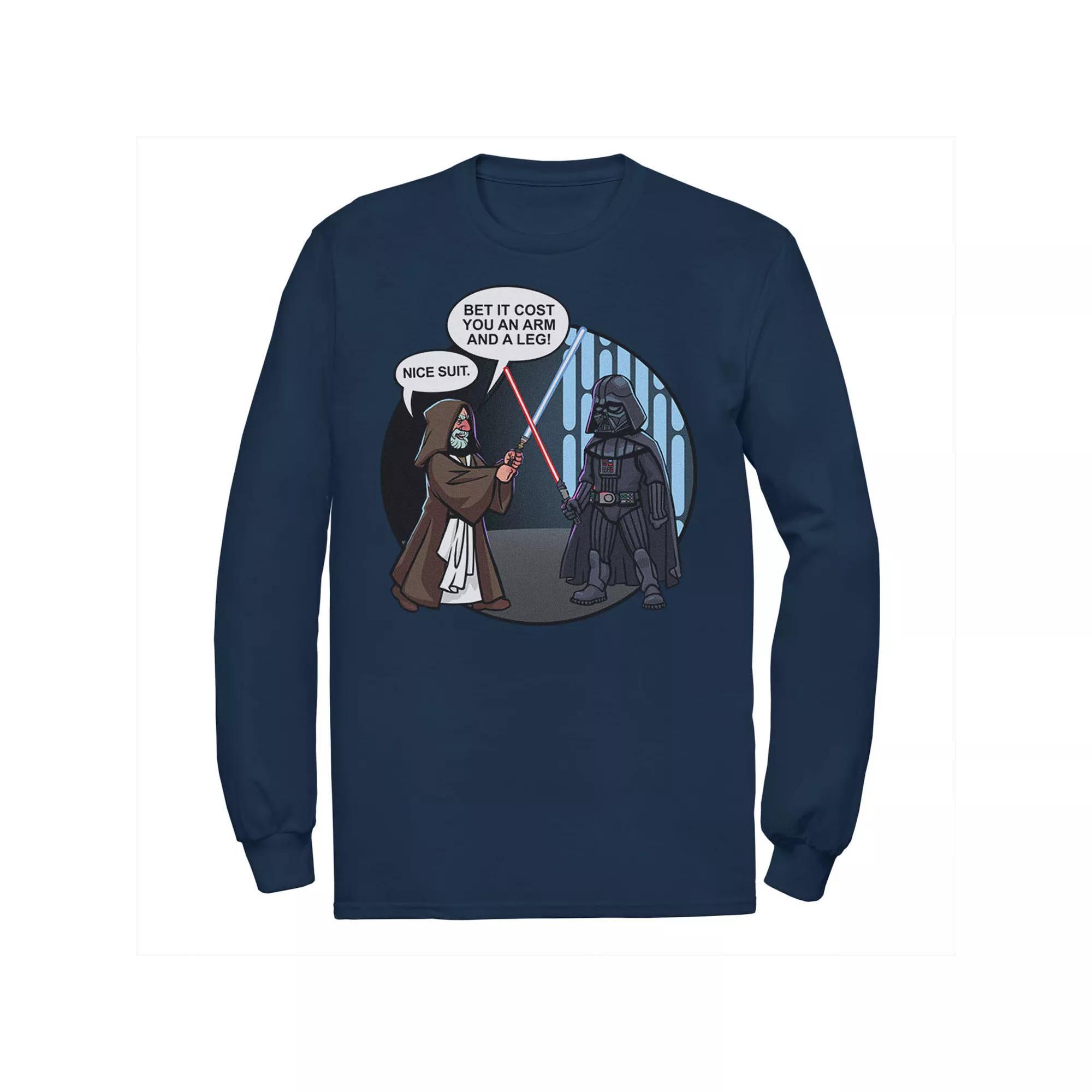 Big & Tall Star Wars Vader And Obi-Wan Nice Suit Text Long Sleeve Tee, Men's, Size: 5XB, Blue Product Image
