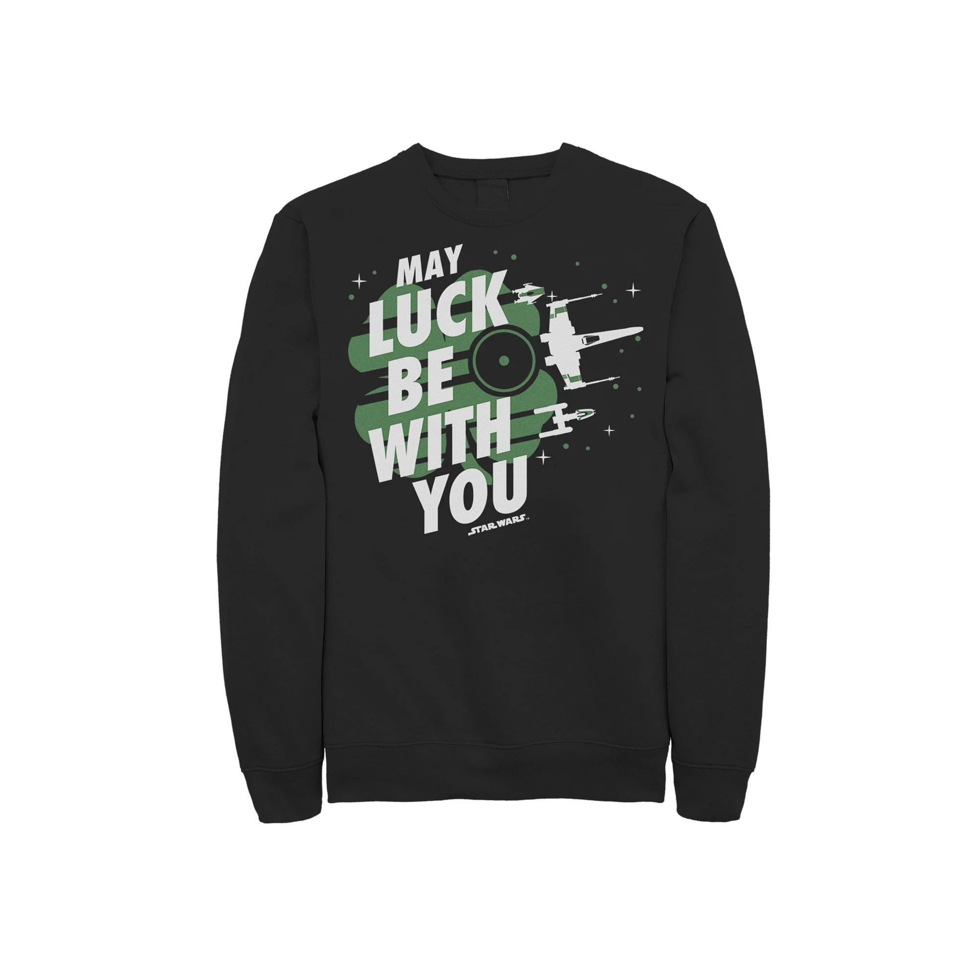 Men's Star Wars May Luck Be With You St. Patty's Sweatshirt, Size: Small, Black Product Image