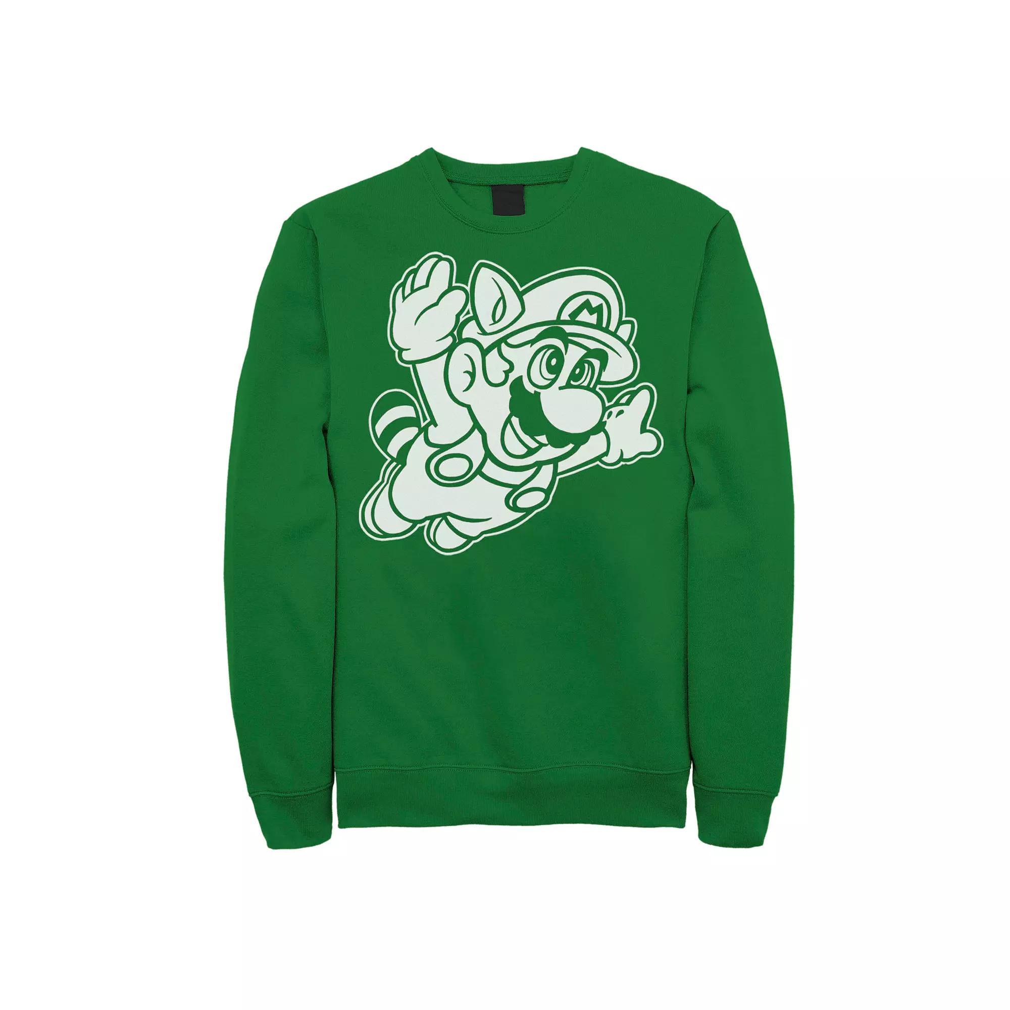 Men's Nintendo Super Mario 3 Raccoon Fly Line Art Sweatshirt, Size: Small, Black Product Image