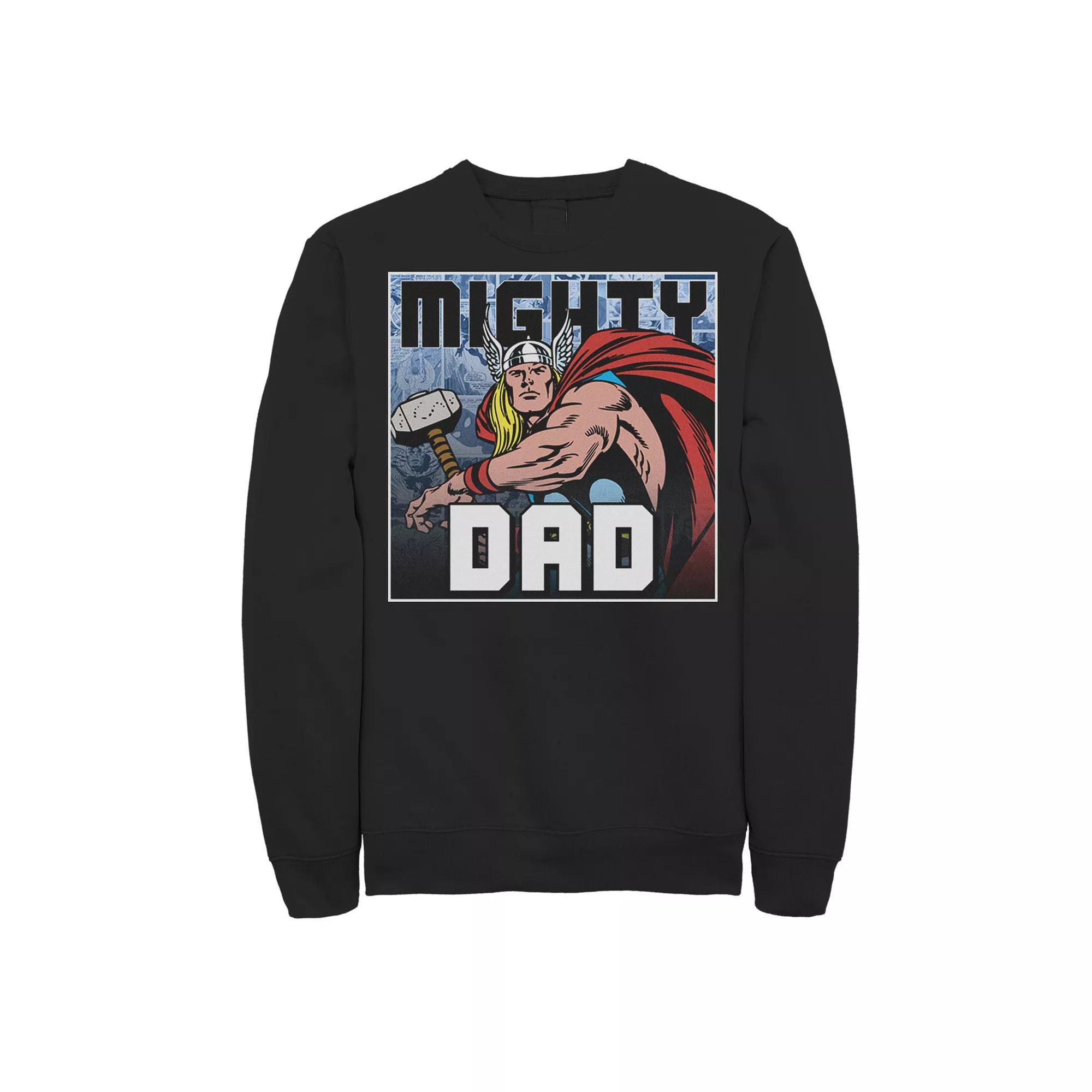 Men's Marvel Thor Father's Day Mighty Dad Sweatshirt, Size: Small, Black Product Image