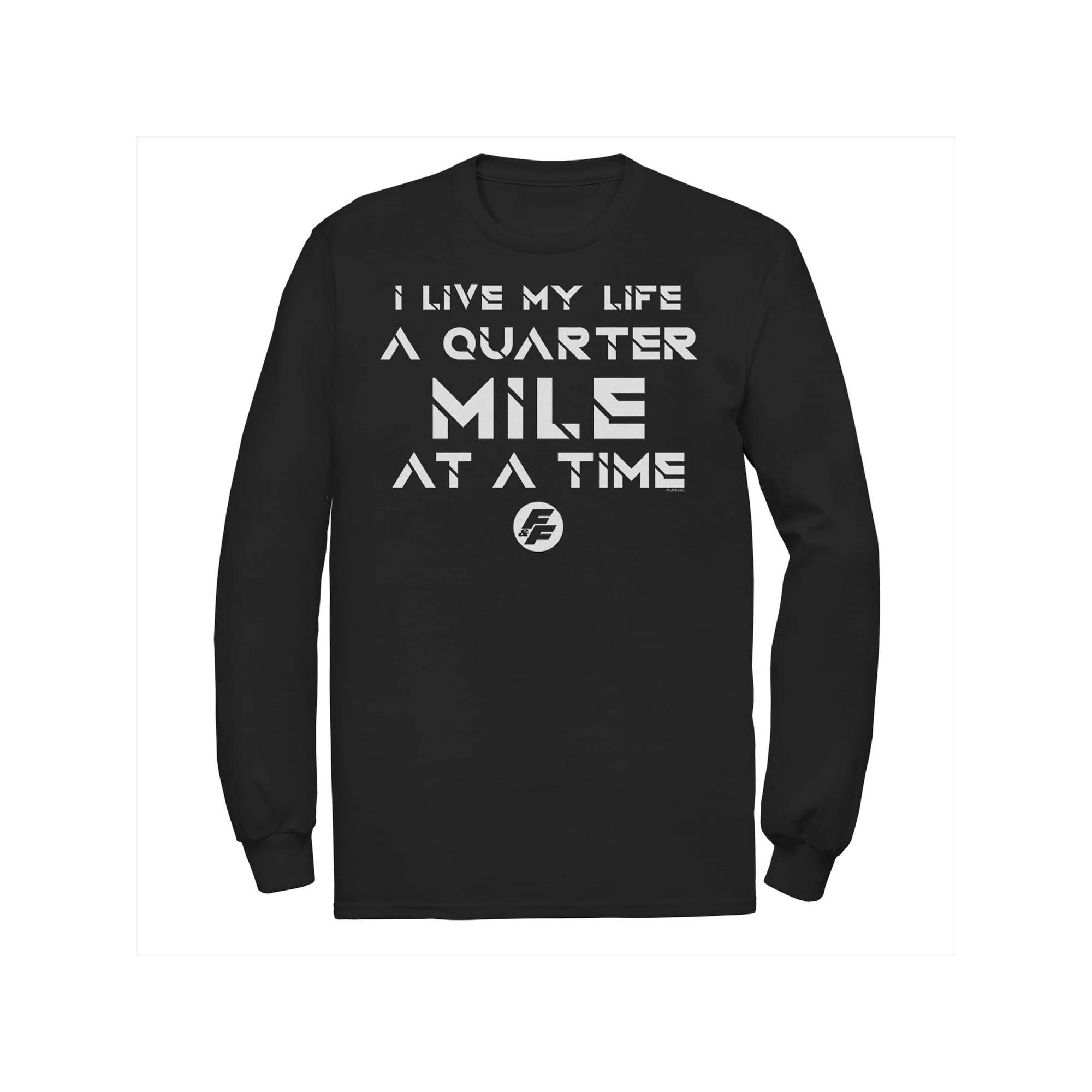 Men's Fast & Furious Life At A Quarter Mile At A Time Word Stack Tee, Size: Medium, Black Product Image