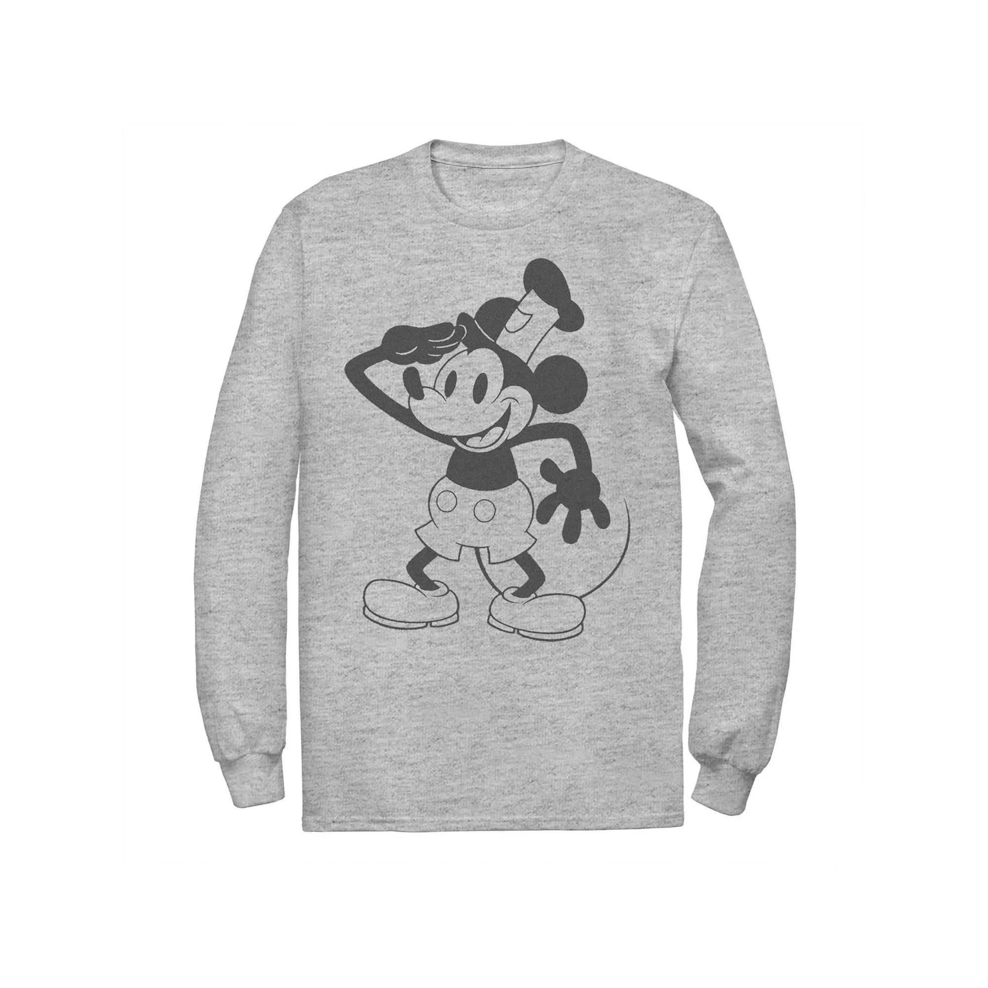 Disney's Mickey Mouse Big & Tall Captain Long Sleeve Graphic Tee, Men's, Size: 5XL, Athletic Grey Product Image