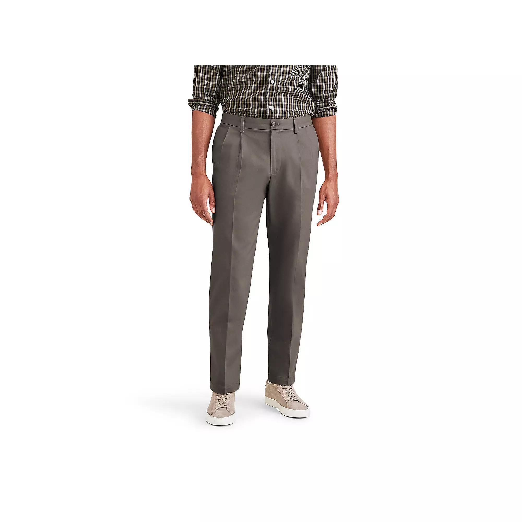 Men's Dockers Signature Iron Free Stain Defender Classic-Fit Khaki Pleated Pants, Size: 42X30, Dark Pebble Product Image