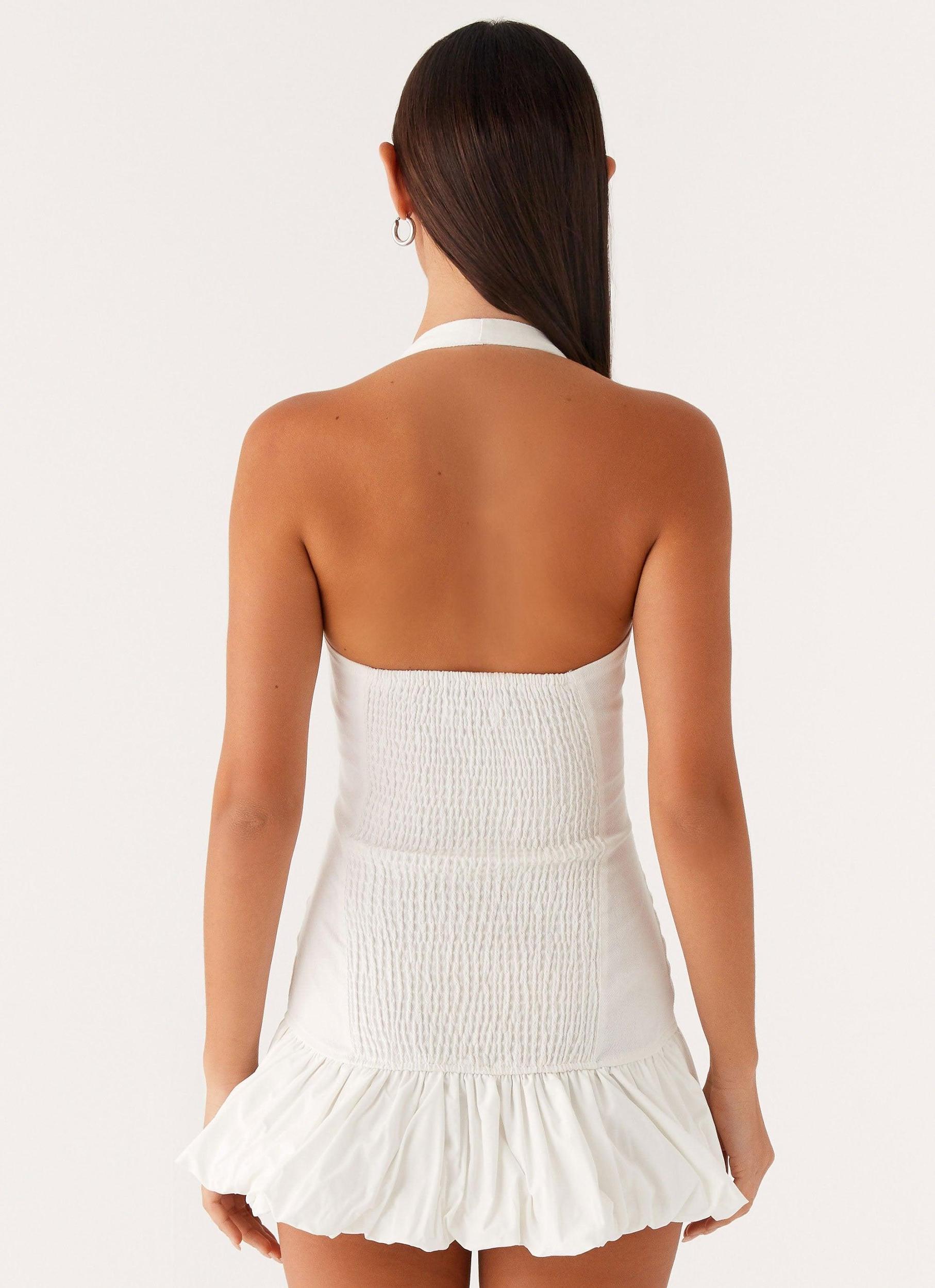 Georgina Denim Mini Dress - White Product Image