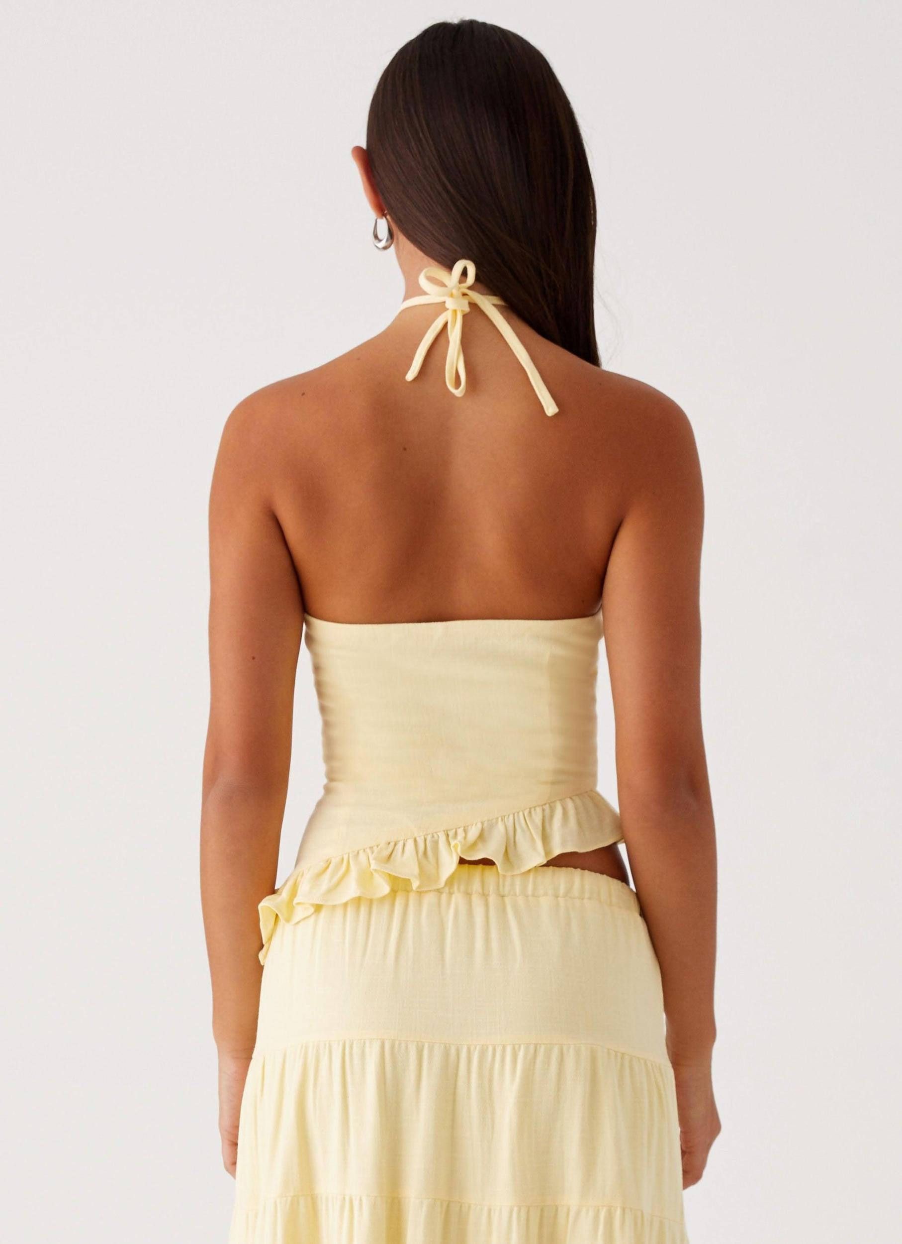 Mariella Linen Maxi Skirt - Yellow Product Image