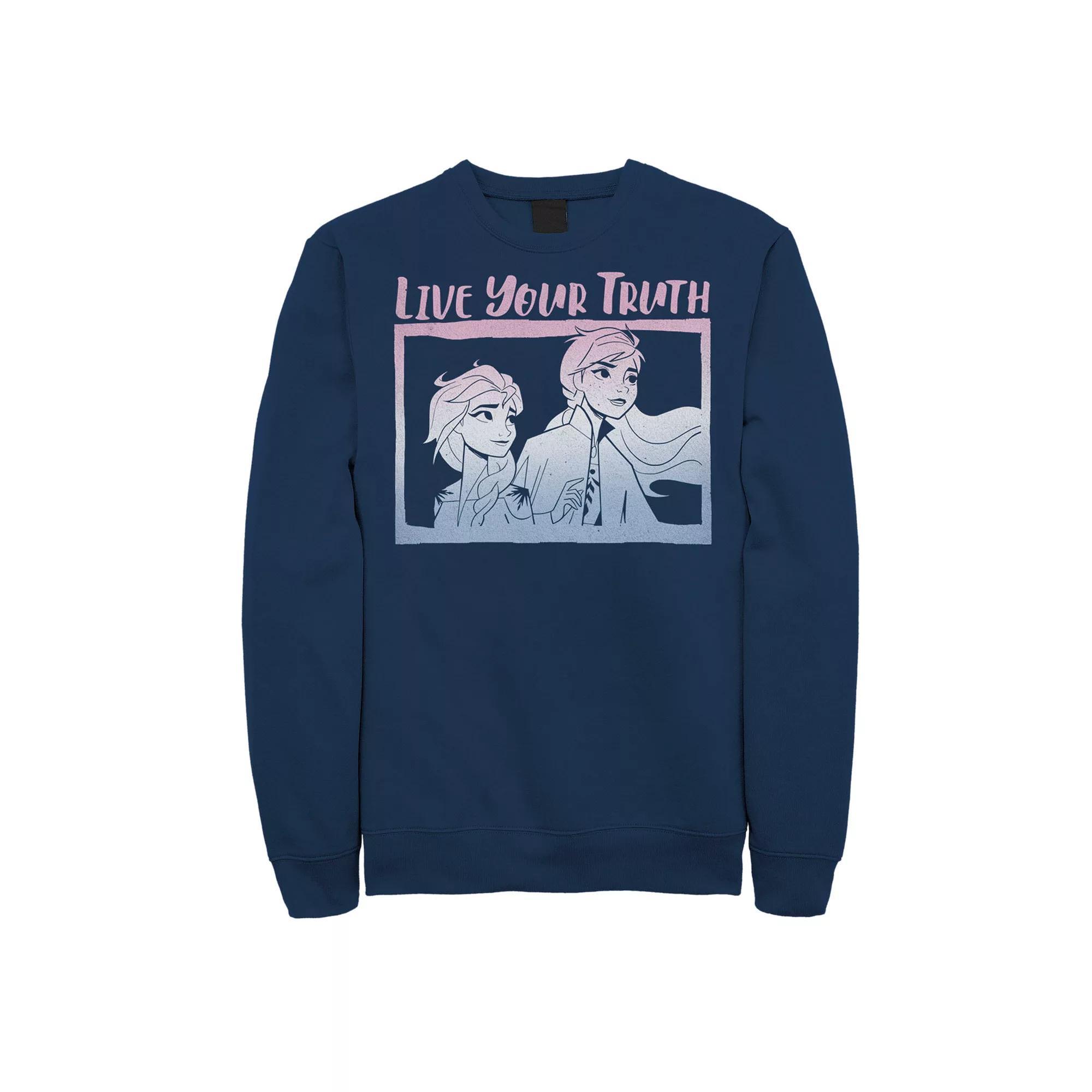 Men's Frozen 2 Elsa Neon Gradient Sweatshirt, Size: XL, Blue Product Image