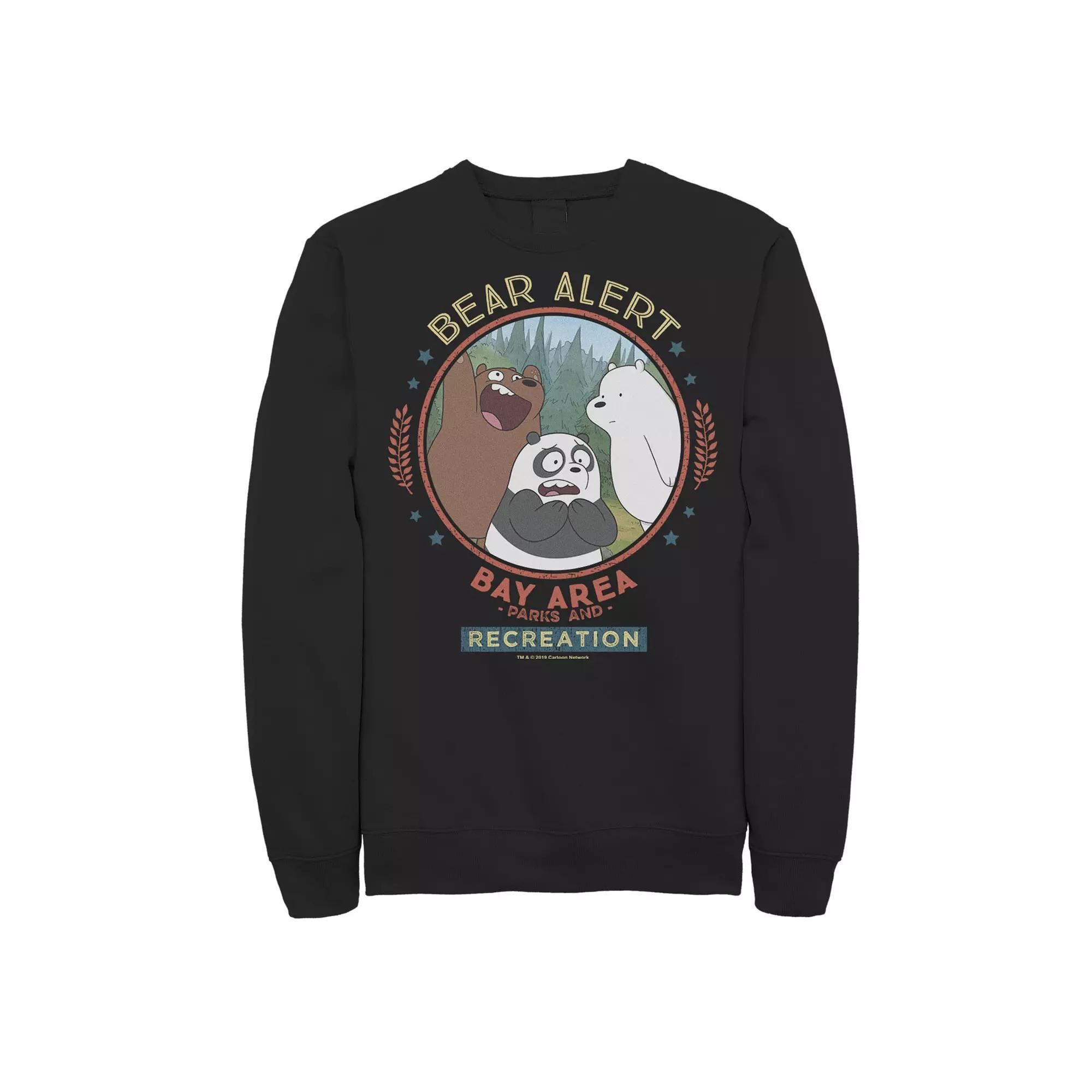 Men's Cartoon Network We Bare Bears Bay Area Bear Alert Circle Fleece, Size: Small, Black Product Image