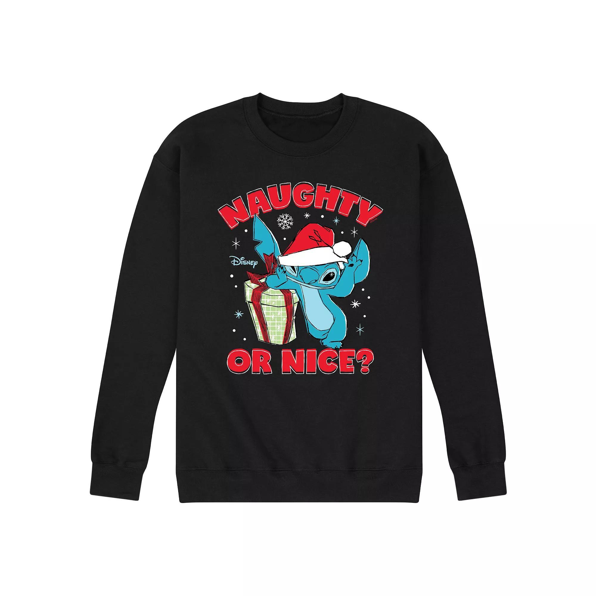 Disneys Lilo & Stitch Mens Naughty Or Nice Fleece Sweatshirt Product Image