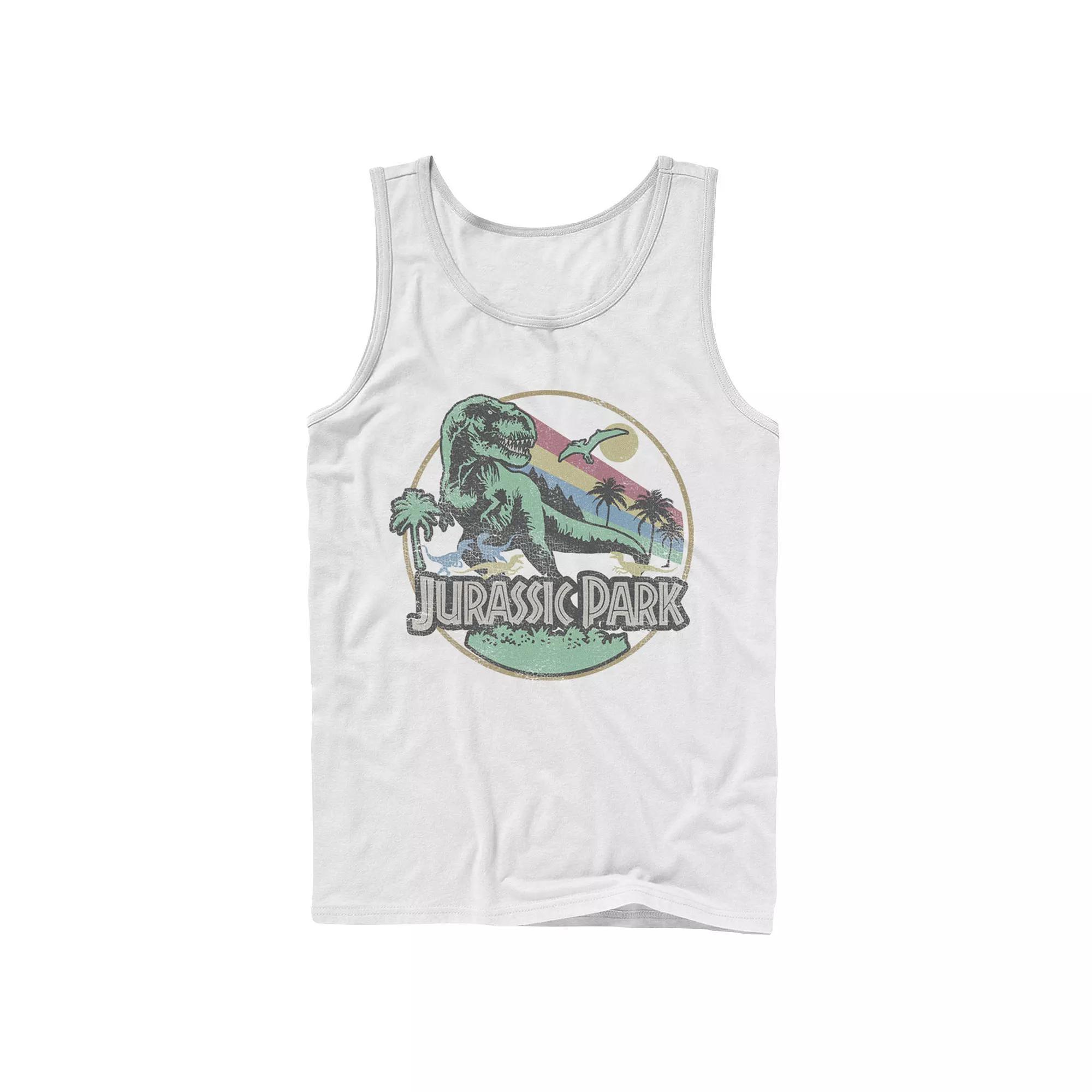 Men's Jurassic Park Retro Circle Tank Top, Size: Large, White Product Image
