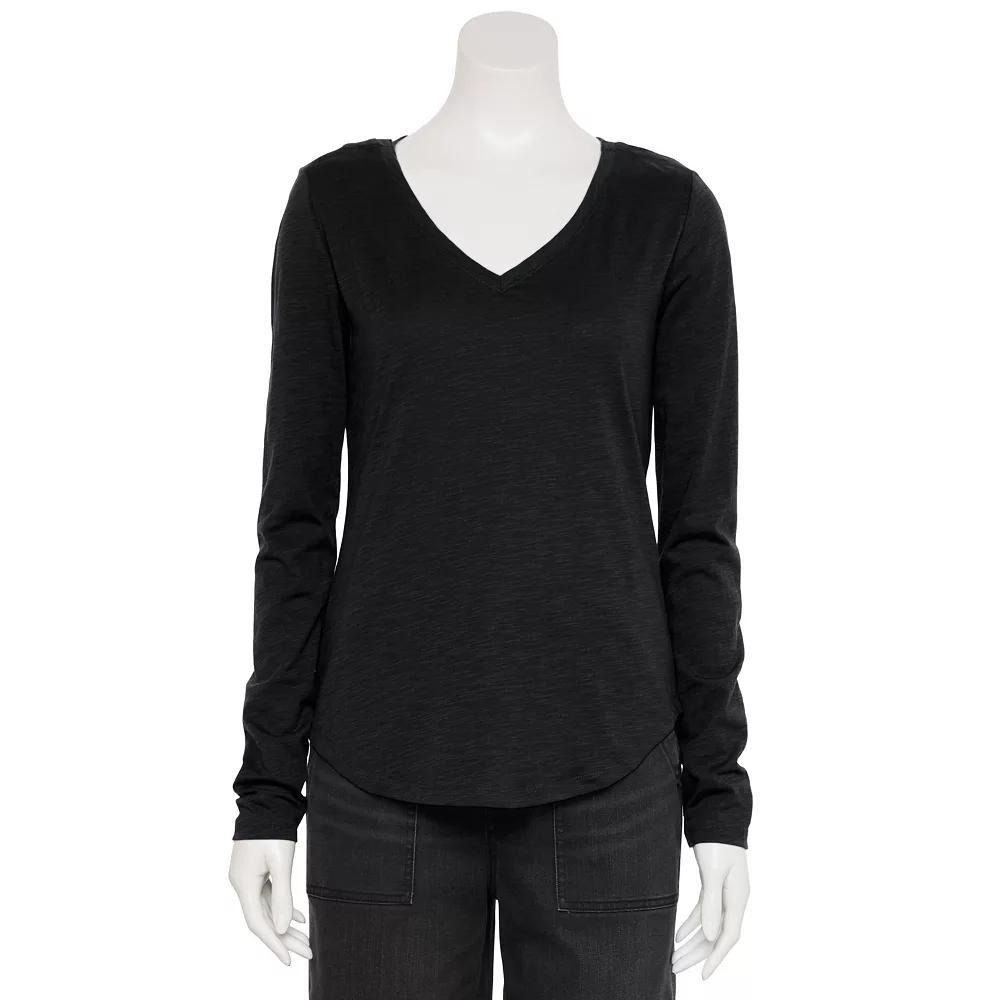 Womens Sonoma Goods For Life Adaptive Everyday Long Sleeve V-Neck T-Shirt Restful Purple Product Image