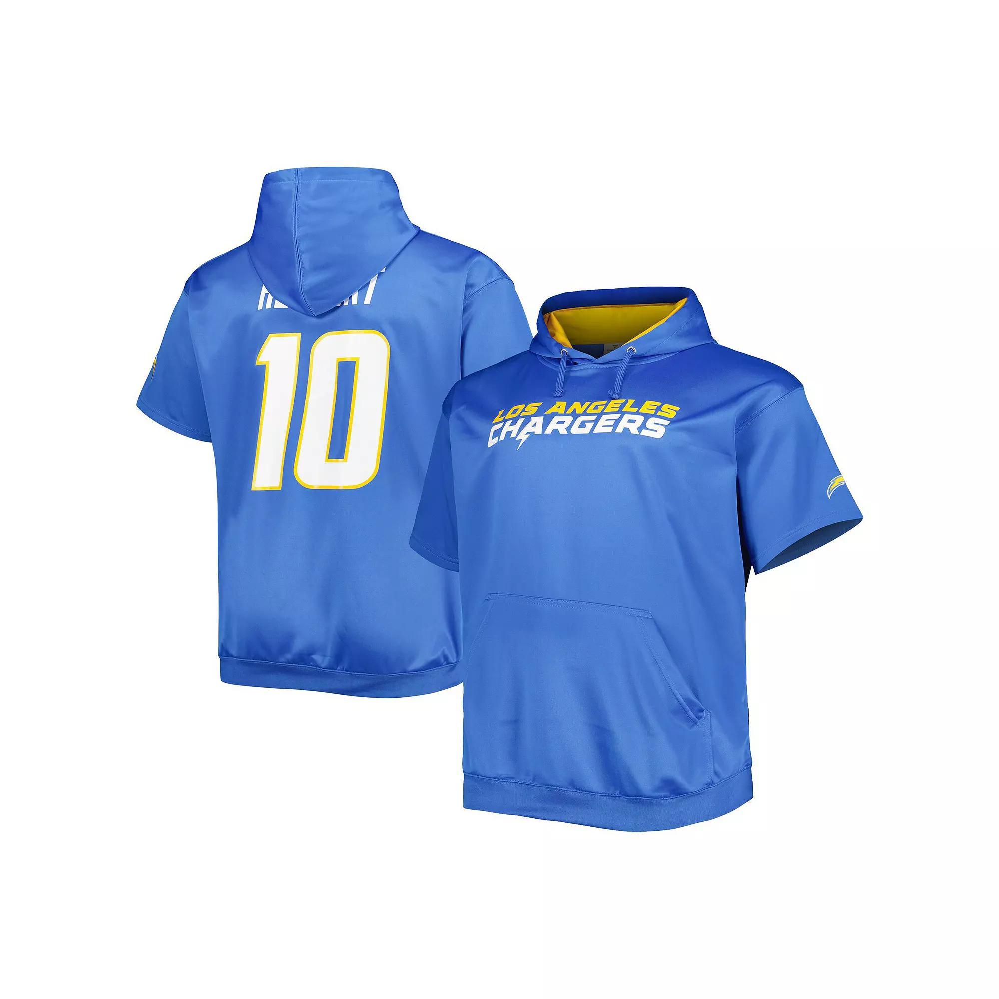 Men's Justin Herbert Powder Blue Los Angeles Chargers Big & Tall Short Sleeve Pullover Hoodie, Size: 2XB, Light Product Image