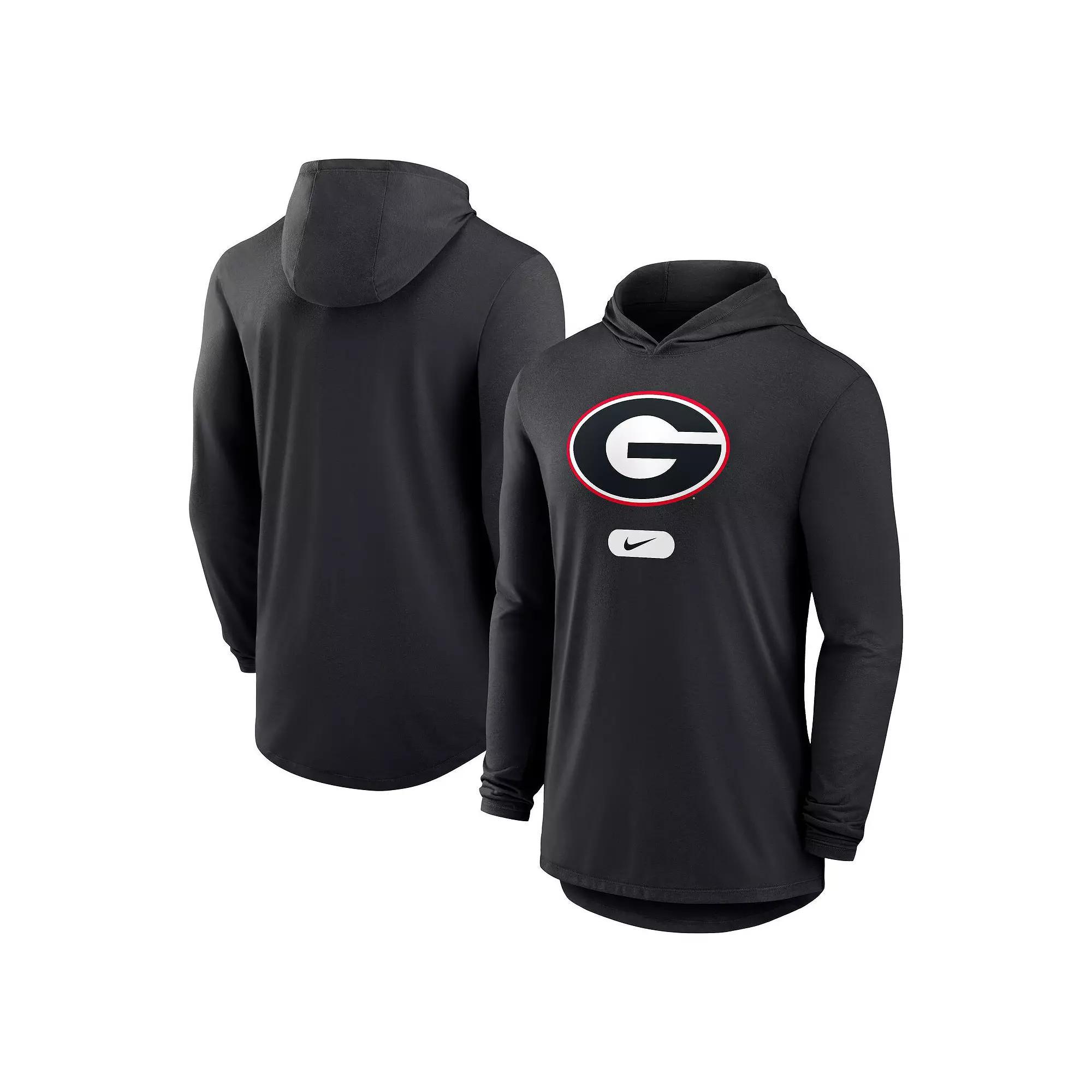 Men's Nike Black Georgia Bulldogs Lightweight Performance Long Sleeve Hoodie T-Shirt, Size: Medium Product Image