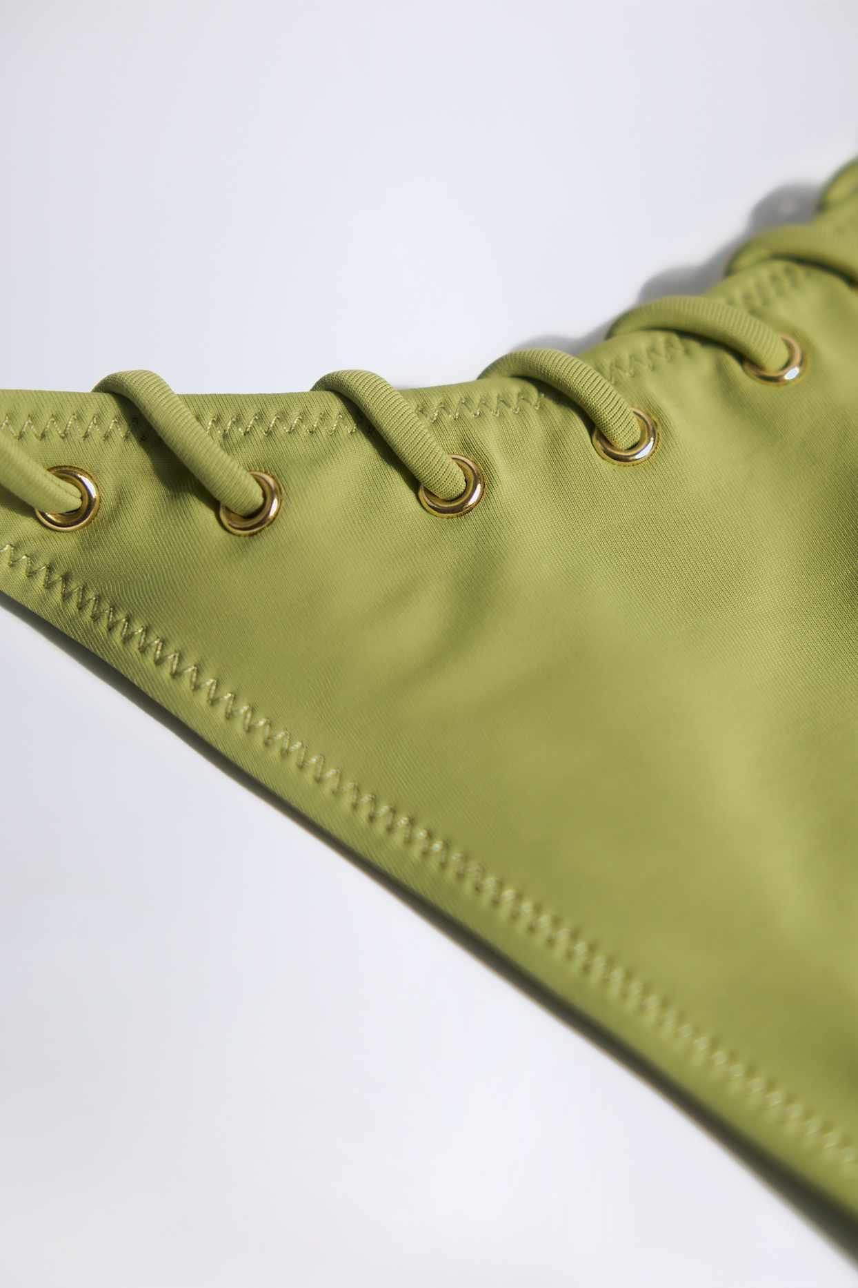 Drawstring Thong Bikini Bottoms in Olive Green Product Image