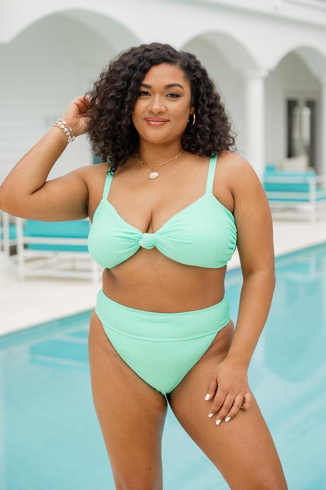 Coastal Kiss Mint Knotted Bikini Top FINAL SALE Product Image