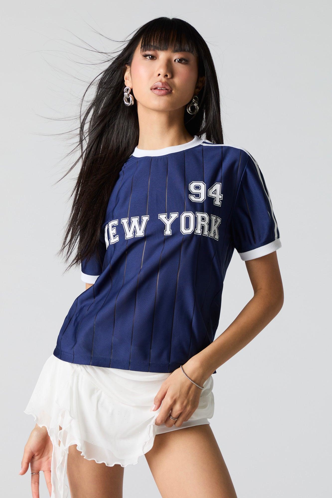 Semi Sheer Ribbed Graphic Jersey Female Product Image
