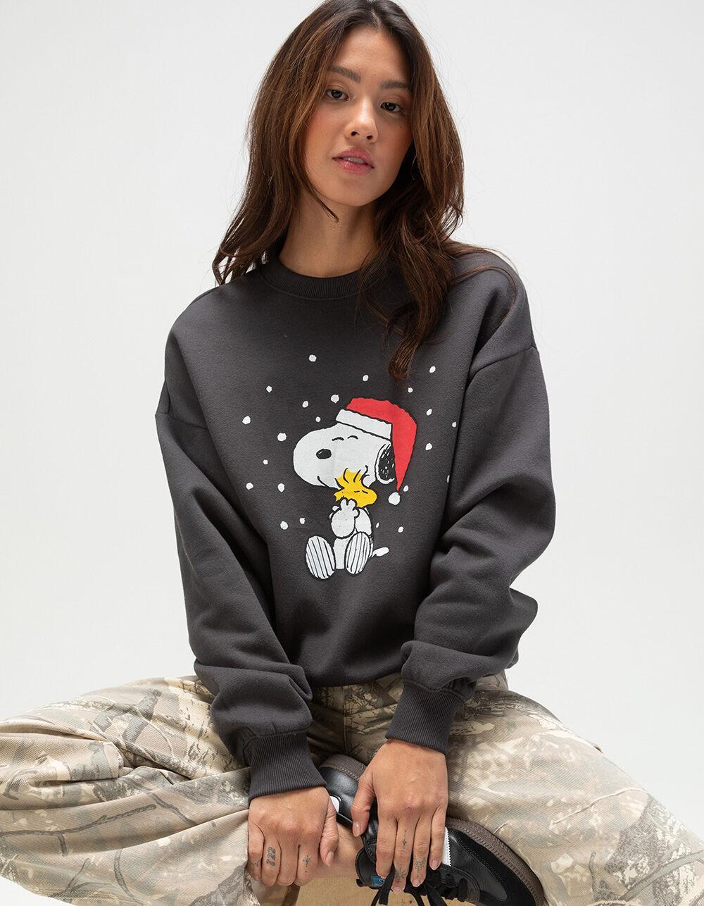 RSQ x Peanuts Snow Mens Oversized Crewneck Sweatshirt - BLACK Product Image