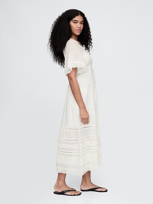 Lace-Trim Midi Dress Product Image