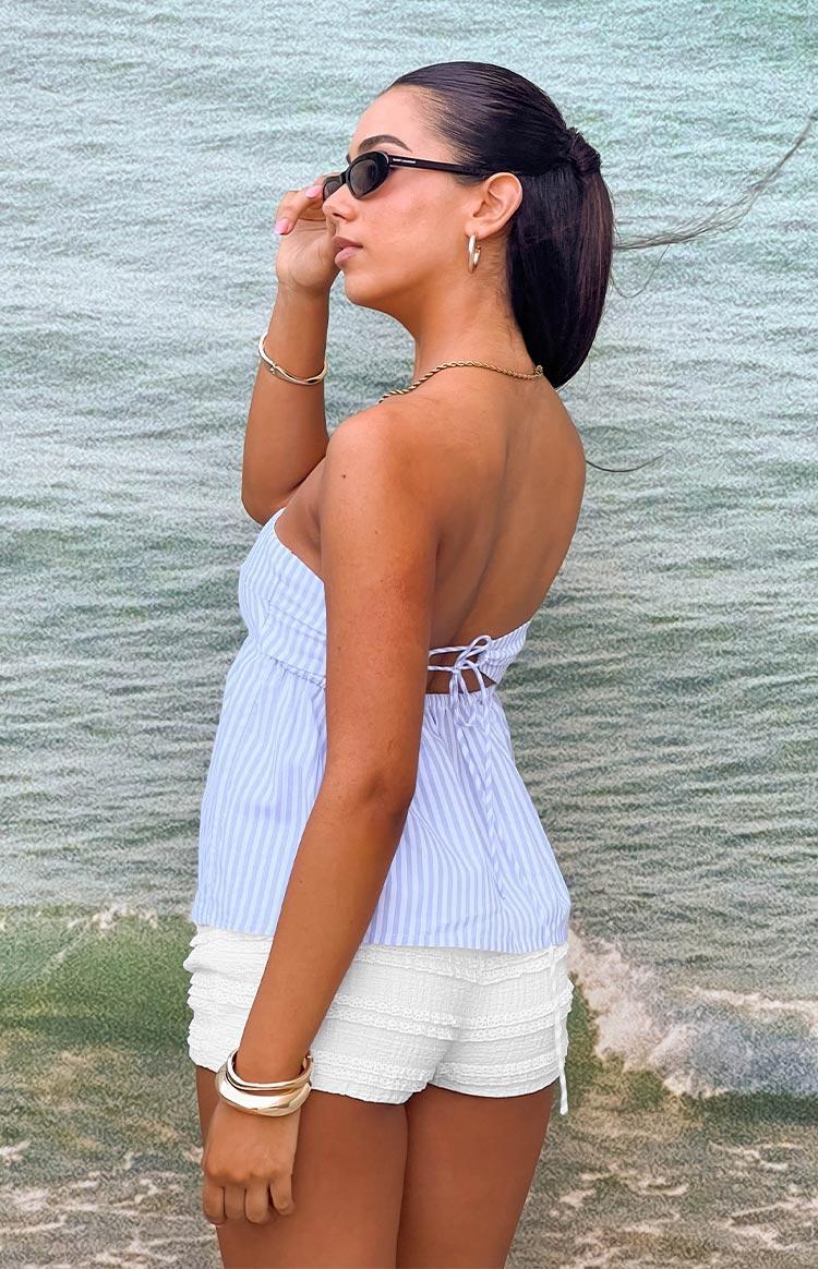 Klee Light Blue Strapless Tie Back Top Product Image