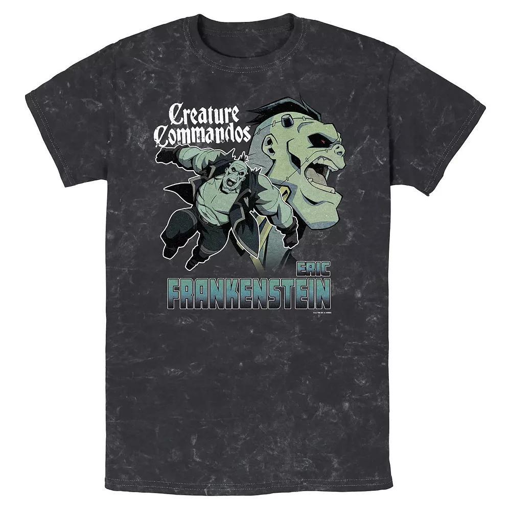 Men's Creature Commandos Eric Frankenstein Poster Mineral Wash Graphic Tee, Size: Small, Black Product Image