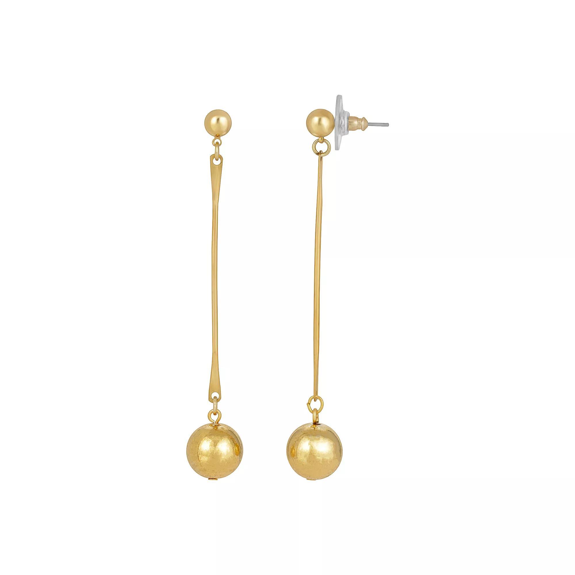 1928 Gold Tone Linear Drop Bar Beaded Earrings, Womens, Yellow Product Image