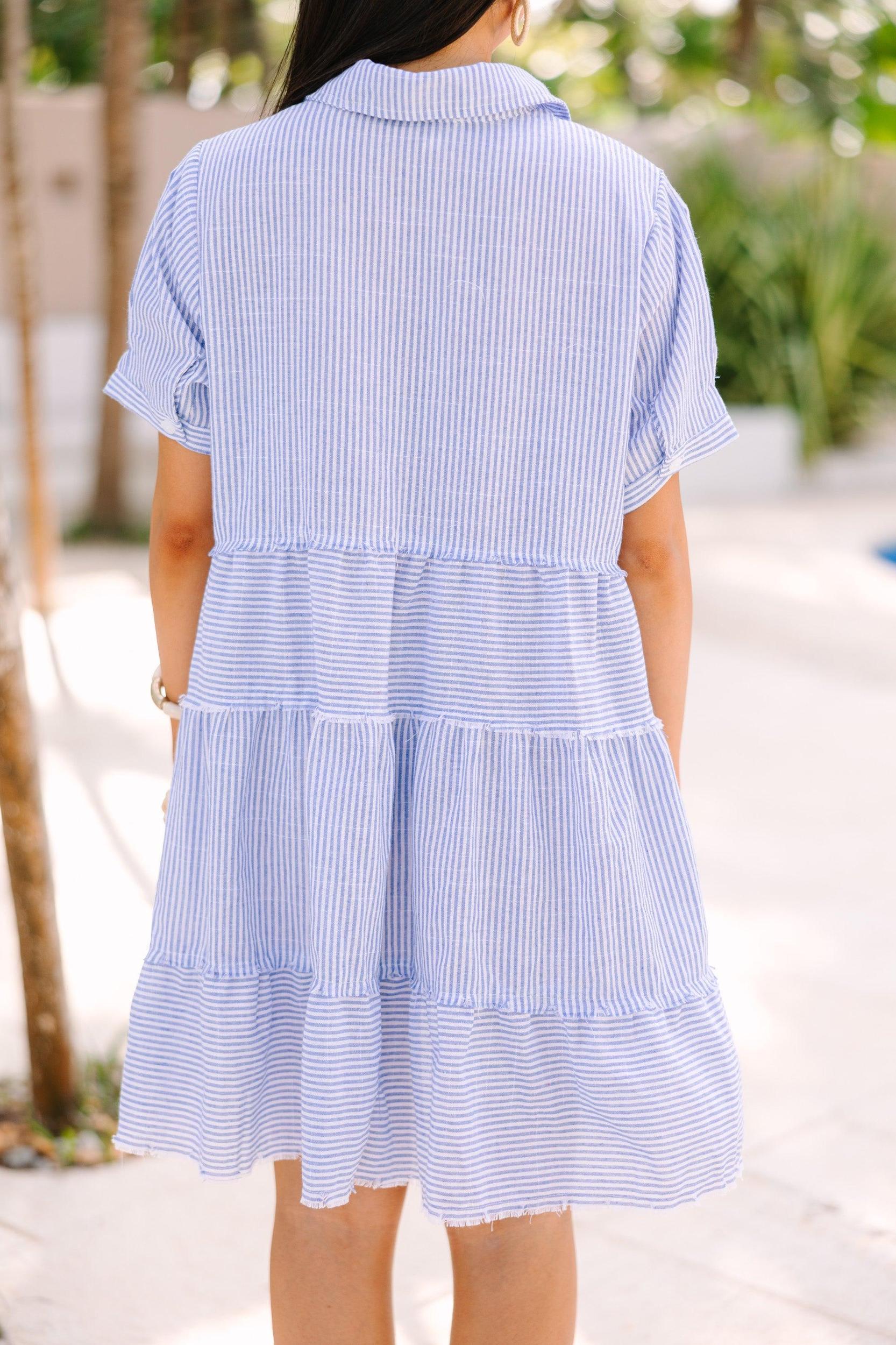 All You Need To Hear Light Blue Striped Babydoll Dress Female Product Image
