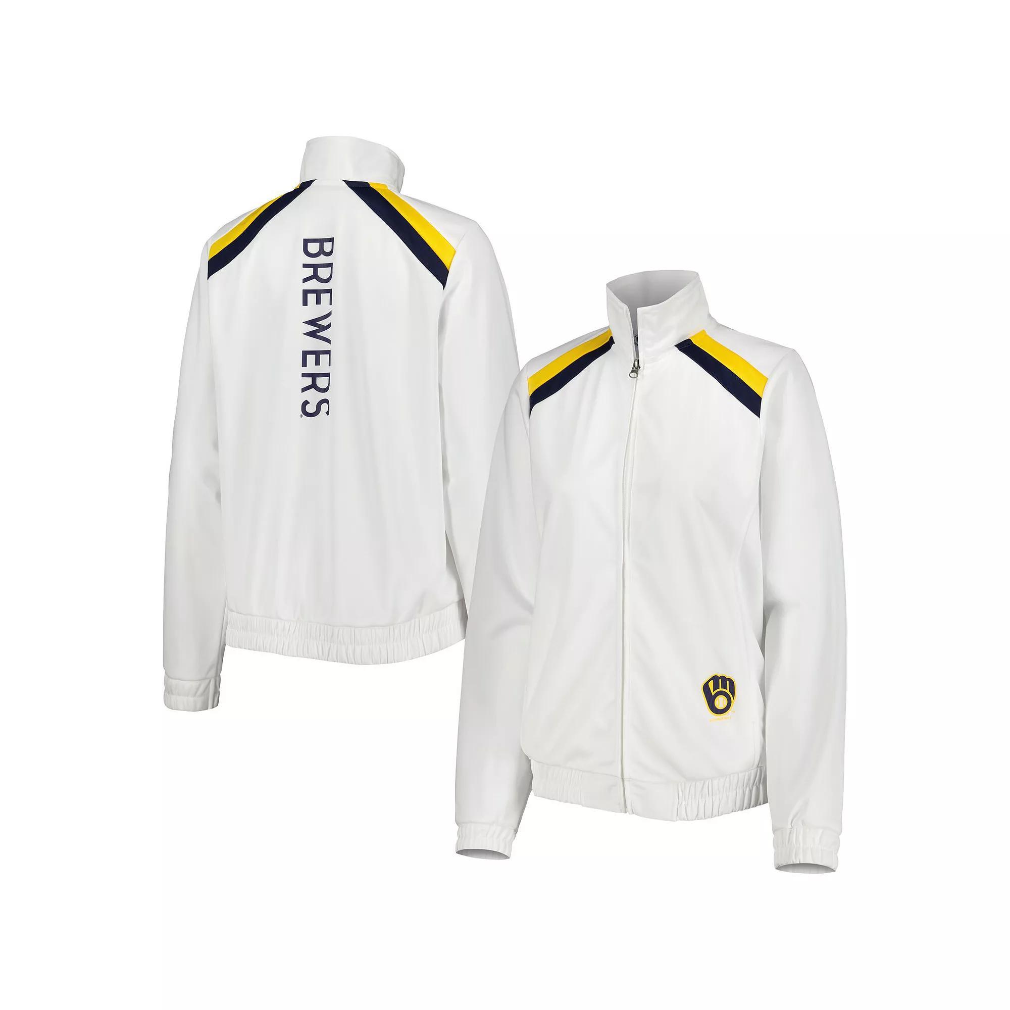 Women's G-III 4Her by Carl Banks White Milwaukee Brewers Red Flag Full-Zip Track Jacket, Size: 2XL Product Image