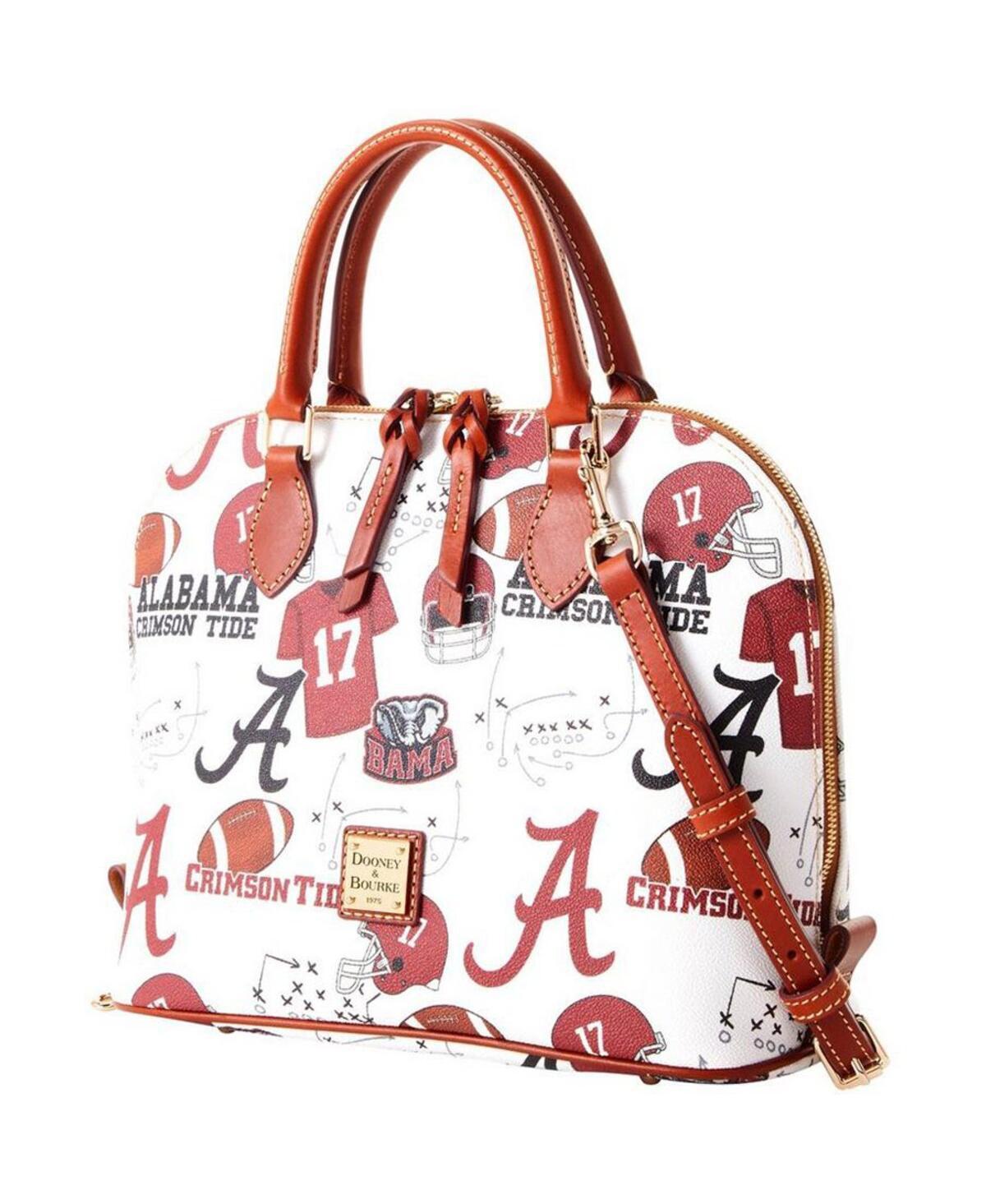 Dooney & Bourke Womens Collegiate University of Alabama Zip Zip Coated Cotton Satchel Bag in White Multi Product Image