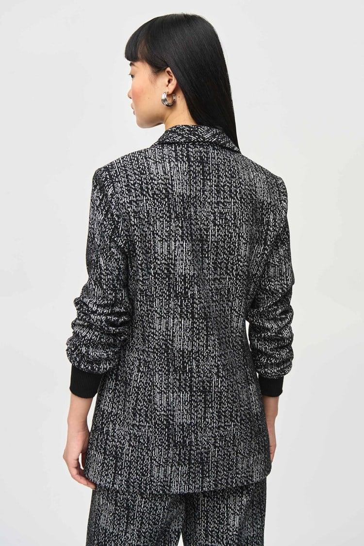 Tweed Knit Fitted Blazer- Black/ Off White Product Image