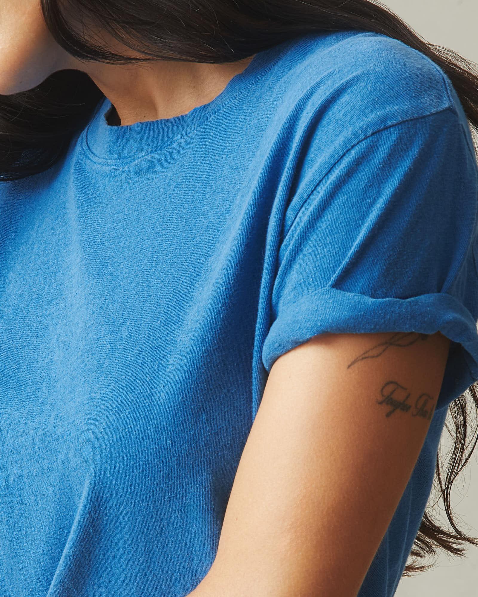 Women's Hemp Jersey Crew Tee - Classic Blue Product Image
