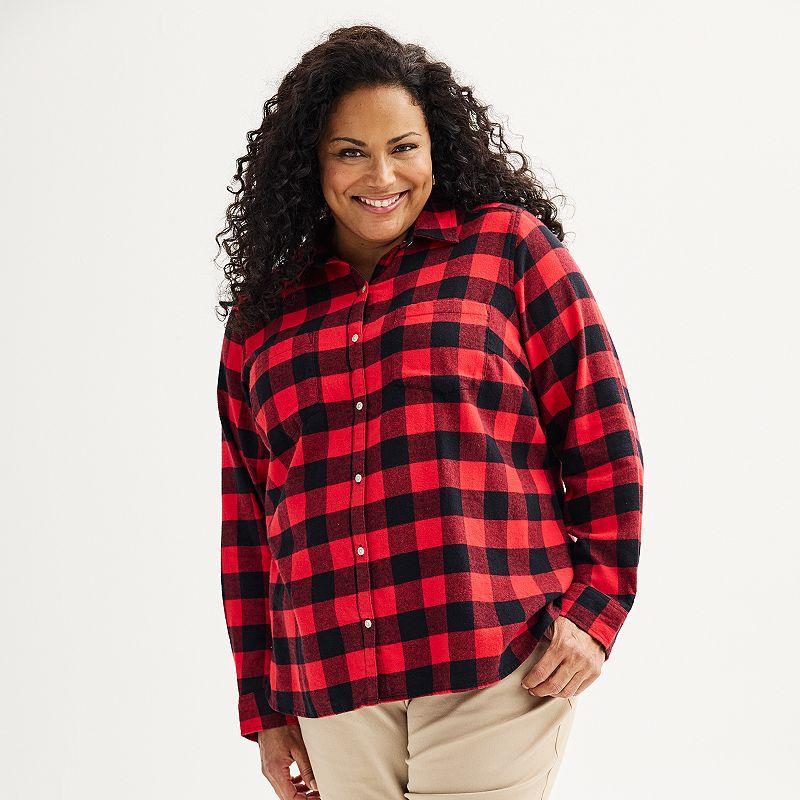Plus Size Croft & Barrow® The Extra Soft Plaid Flannel Shirt, Women's, Size: 4XL, Purple Fall Plaid Product Image