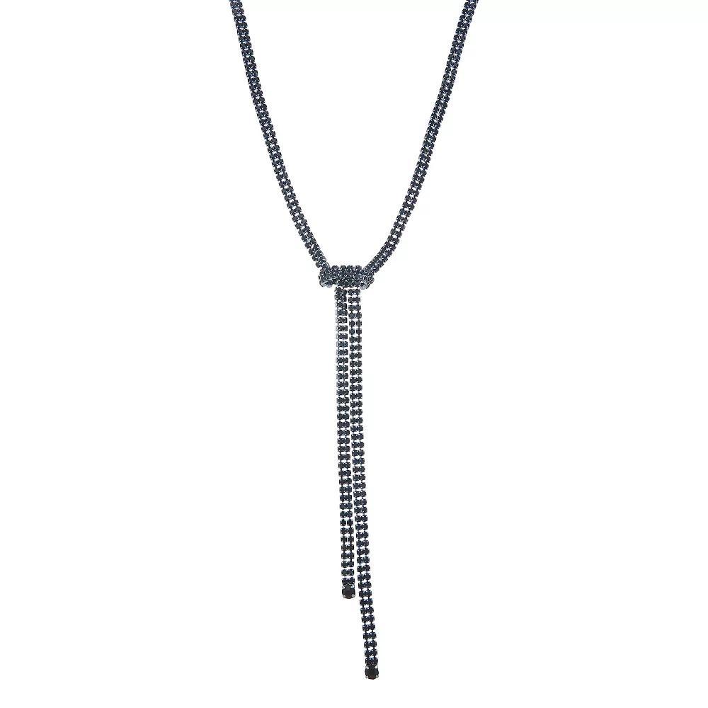 Simply Vera Vera Wang Gold Tone Crystal Knot Y Necklace, Women's, Blue Product Image