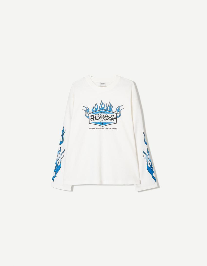 Long sleeve T-shirt with flame print Product Image