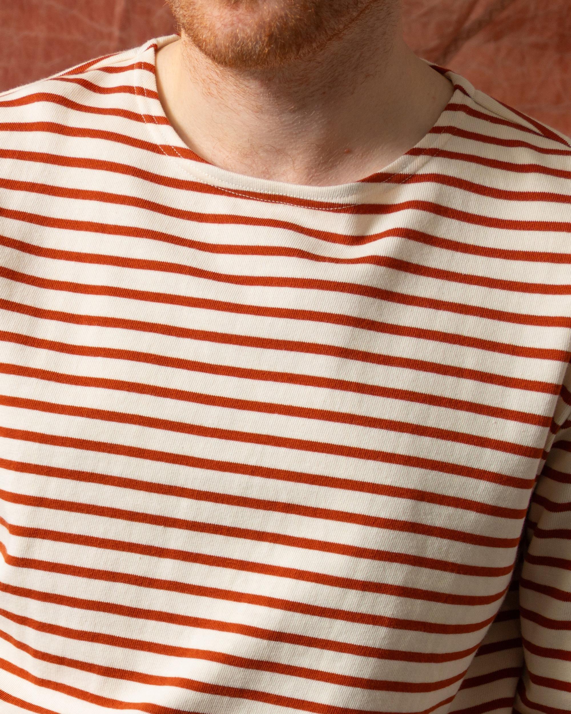 Men’s Breton Stripe Boatneck Tee in Off White/Acorn Product Image