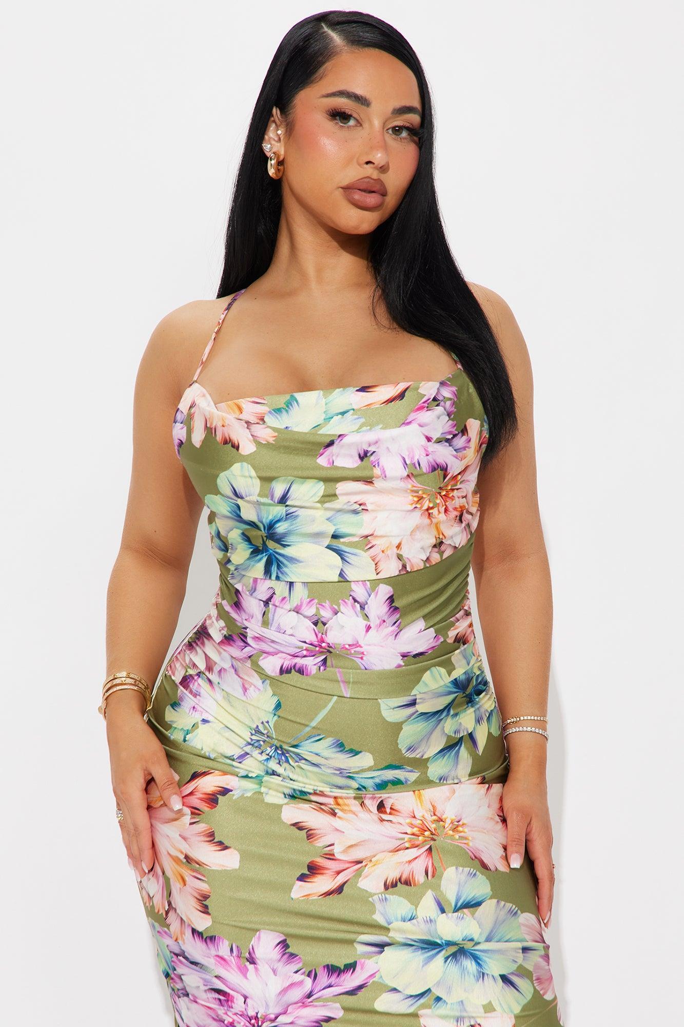 Talia Floral Maxi Dress - Sage/combo Product Image