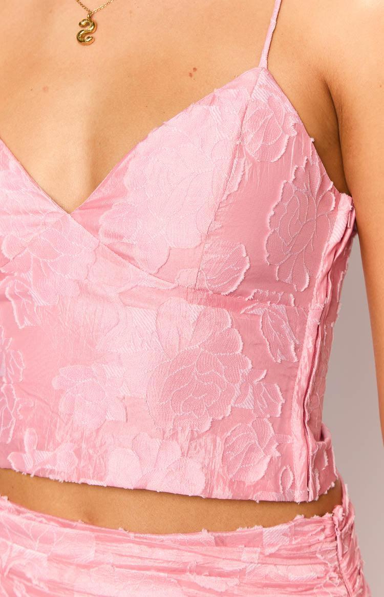 Jewel Pink Floral Crop Top Product Image