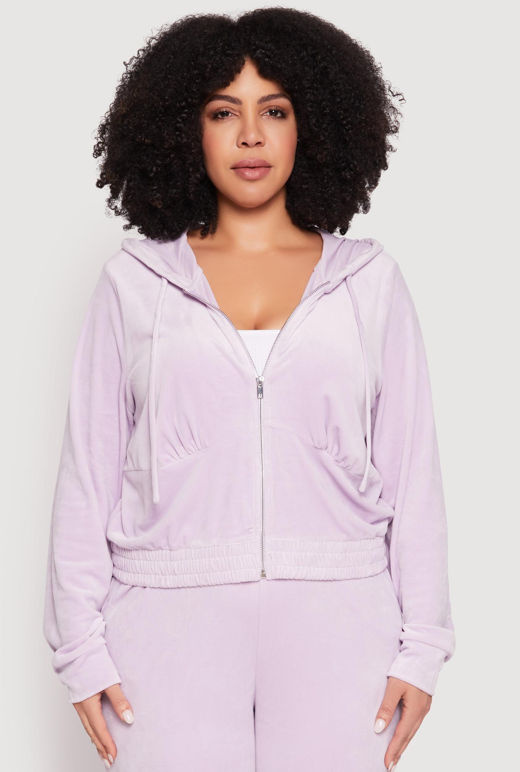 Womens Plus Size Iris Velour Cropped Hooded Sweatshirt Product Image