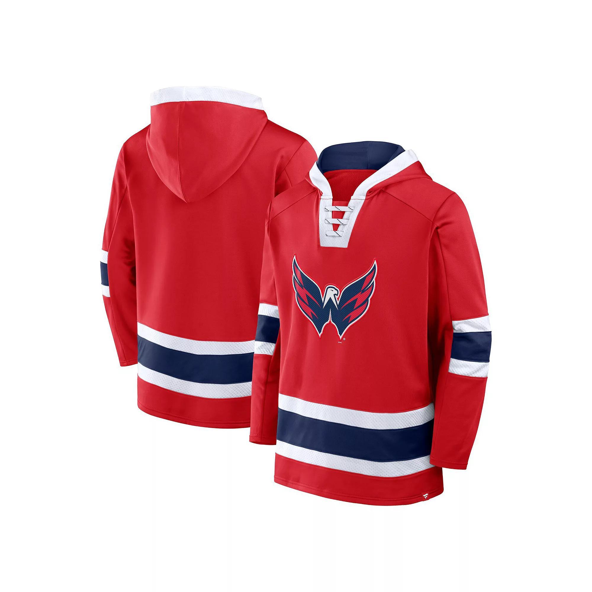 Men's Fanatics  Red Washington Capitals Inside Line Fleece Pullover Hoodie, Size: Large Product Image