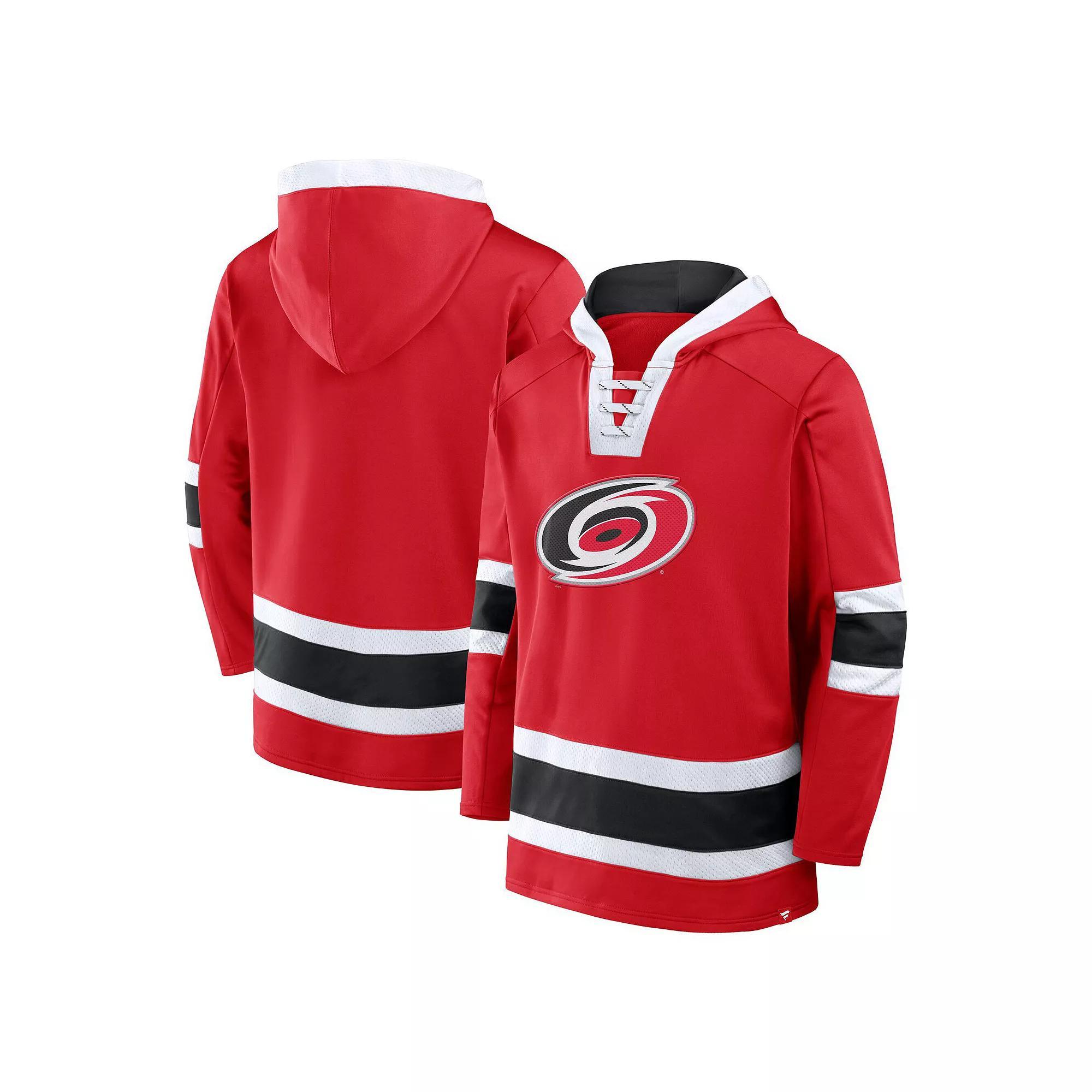 Men's Fanatics  Red Carolina Hurricanes Inside Line Fleece Pullover Hoodie, Size: Large Product Image
