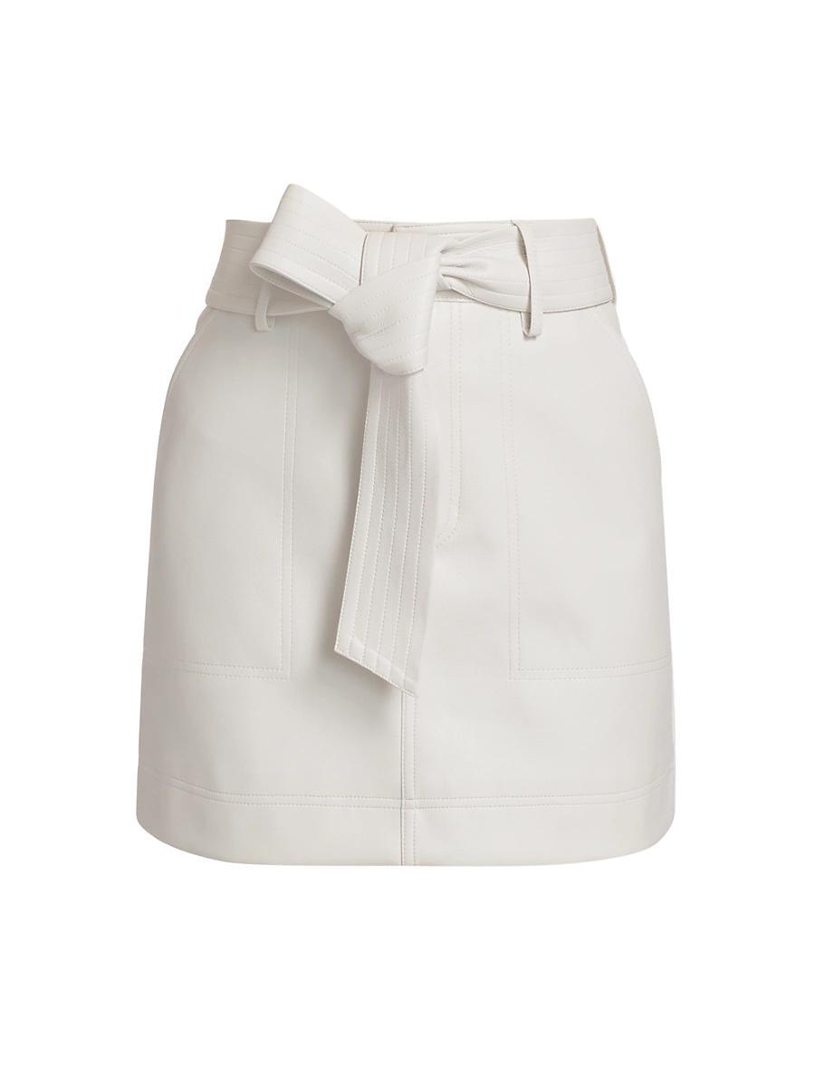 Womens Vallie Faux-Leather Belted Miniskirt Product Image