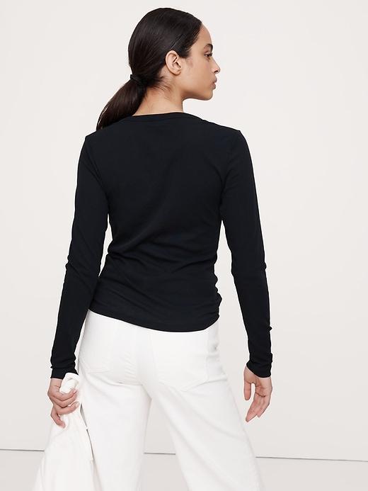 Airy Cotton Crepe Henley Product Image