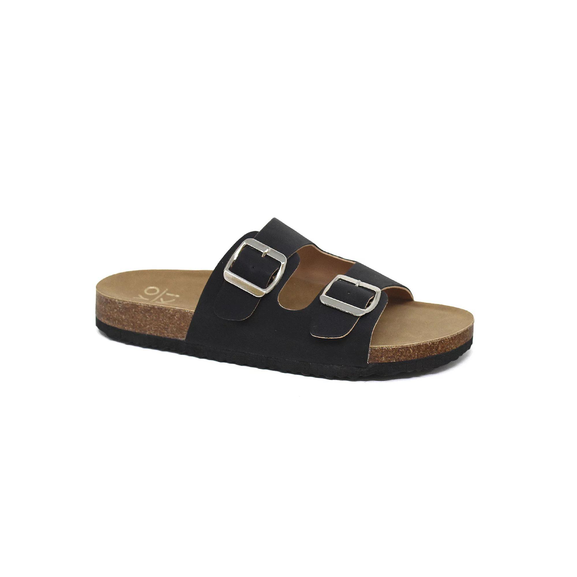 Yoki Gian 91 Women's Double Buckle Slide Sandals, White Product Image