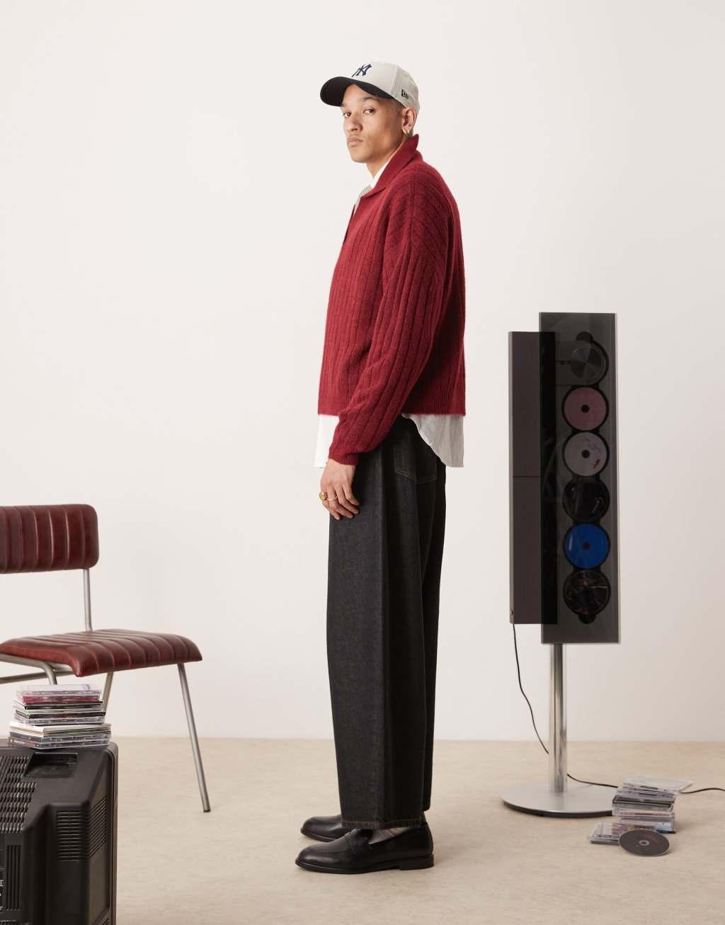 ASOS DESIGN oversized baggy jeans in raw denim  Product Image