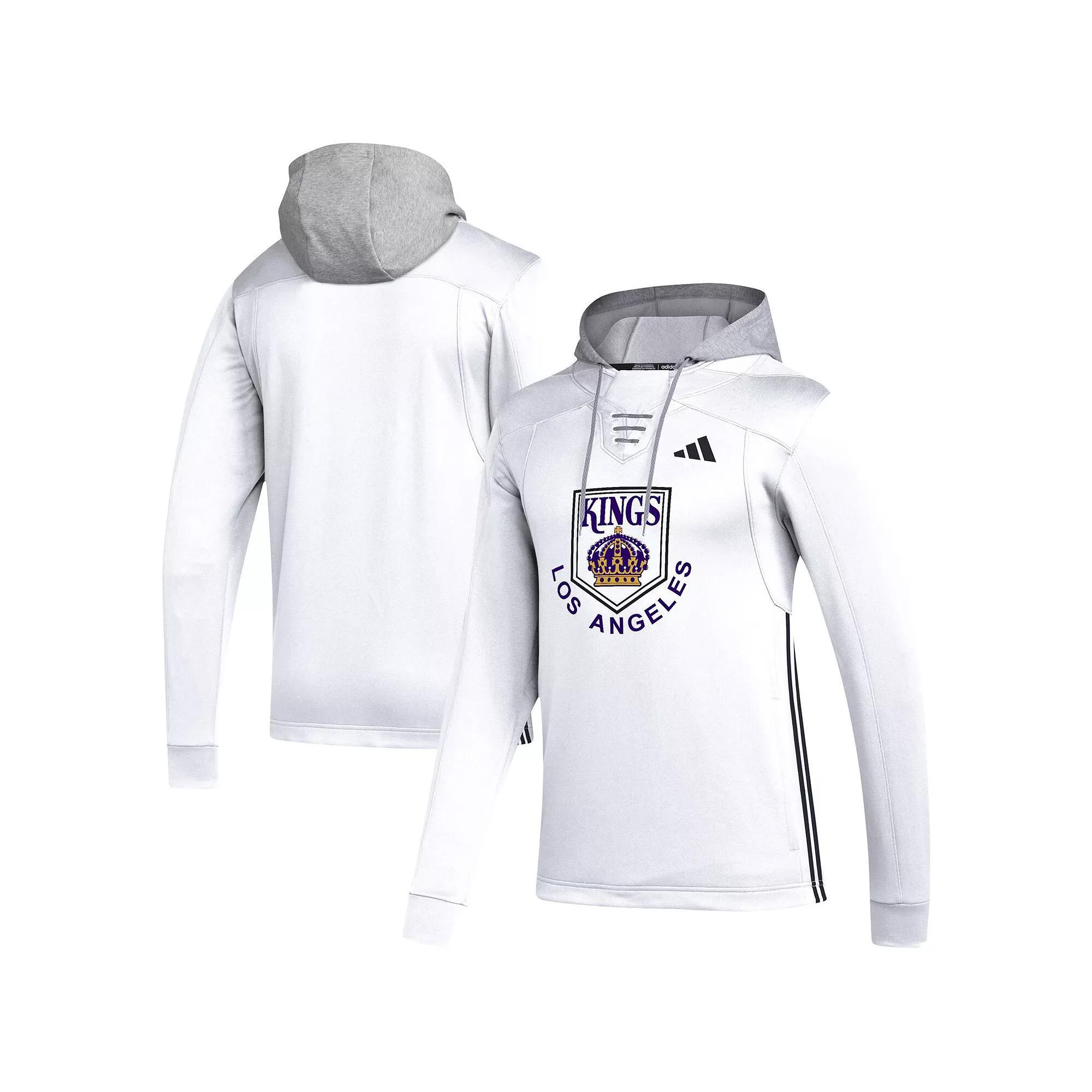 Men's adidas White Los Angeles Kings Refresh Skate Lace AEROREADY Pullover Hoodie, Size: Medium, Kgs White Product Image