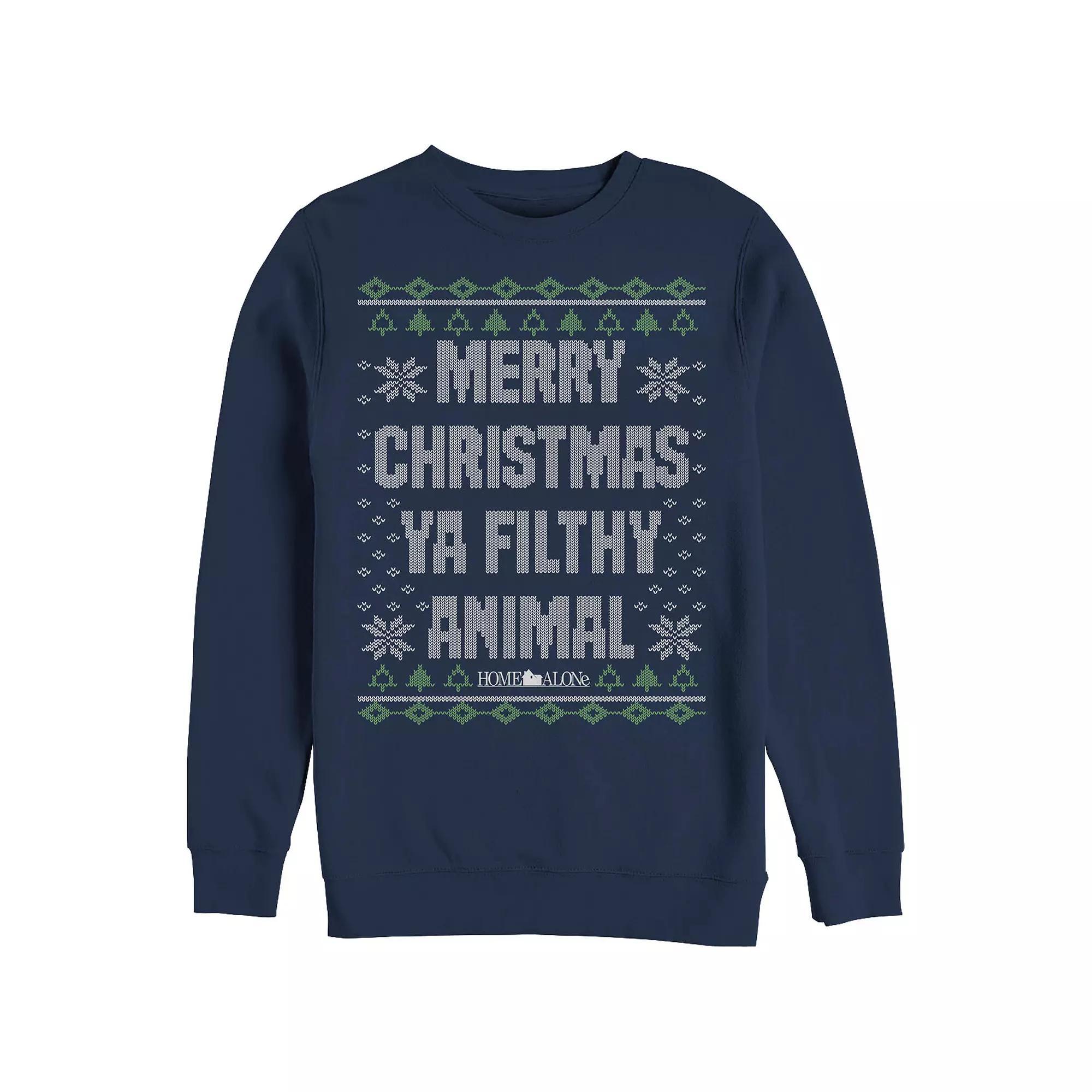 Big & Tall Home Alone Merry Christmas Ya Filthy Animal Sweater Graphic Fleece, Men's, Size: XXL, Red Product Image