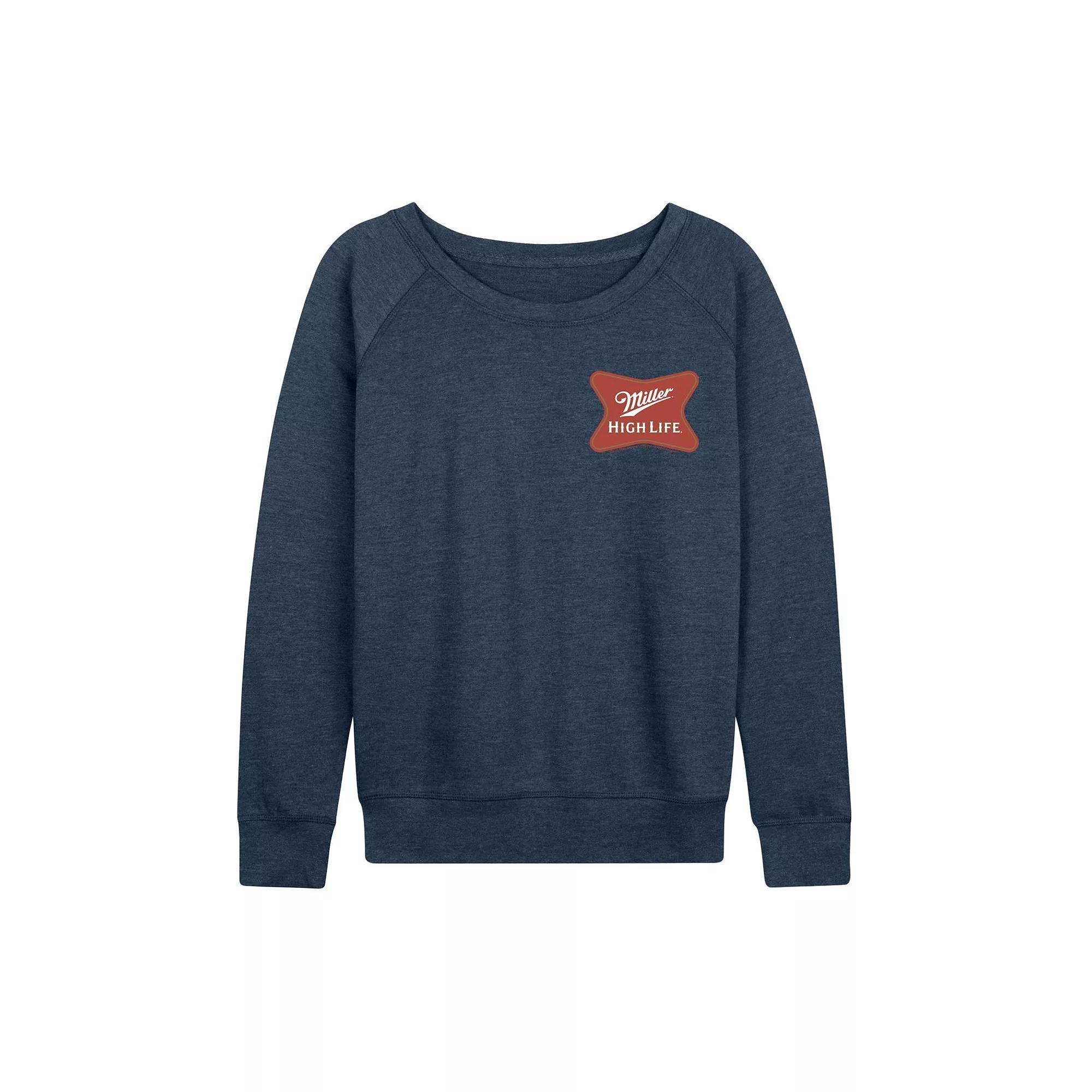 Womens Miller High Life Softcross Logo Lightweight French Terry Sweatshirt Grey Indigo Product Image